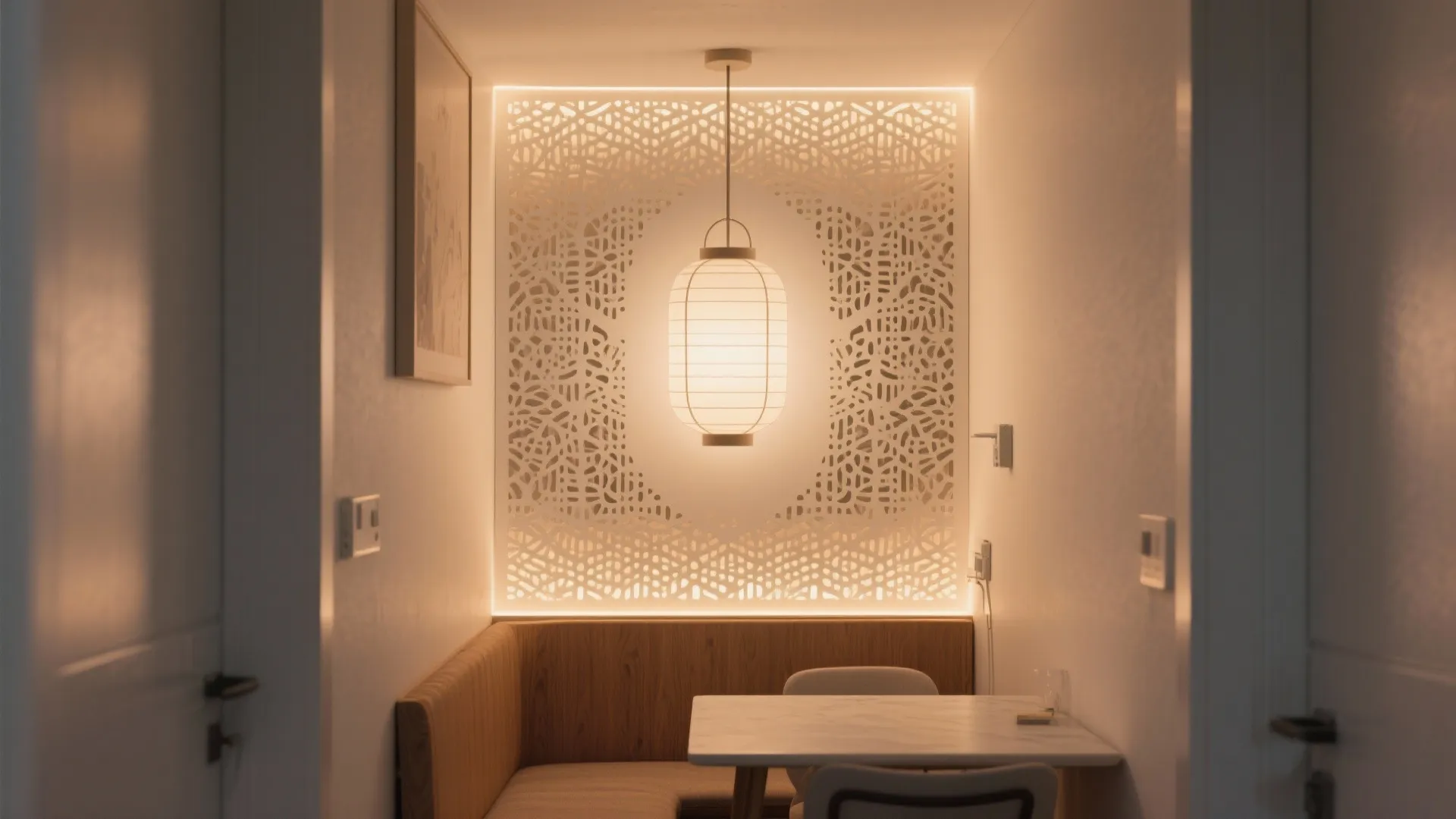 Backlit perforated panel for ambient glow