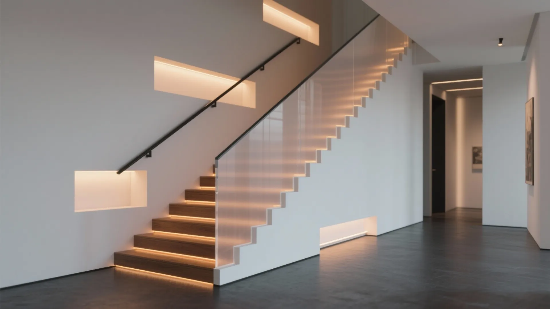 Backlit Panels and Integrated Stair Lighting