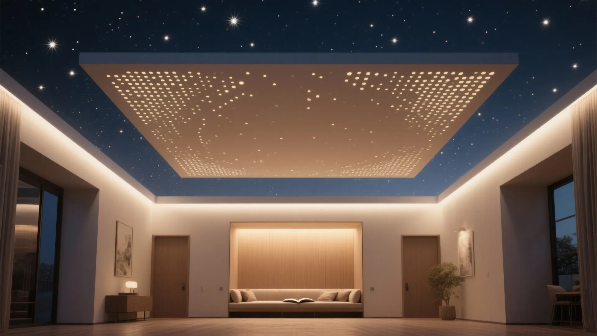 Floating Center Panel with Backlit Perforations