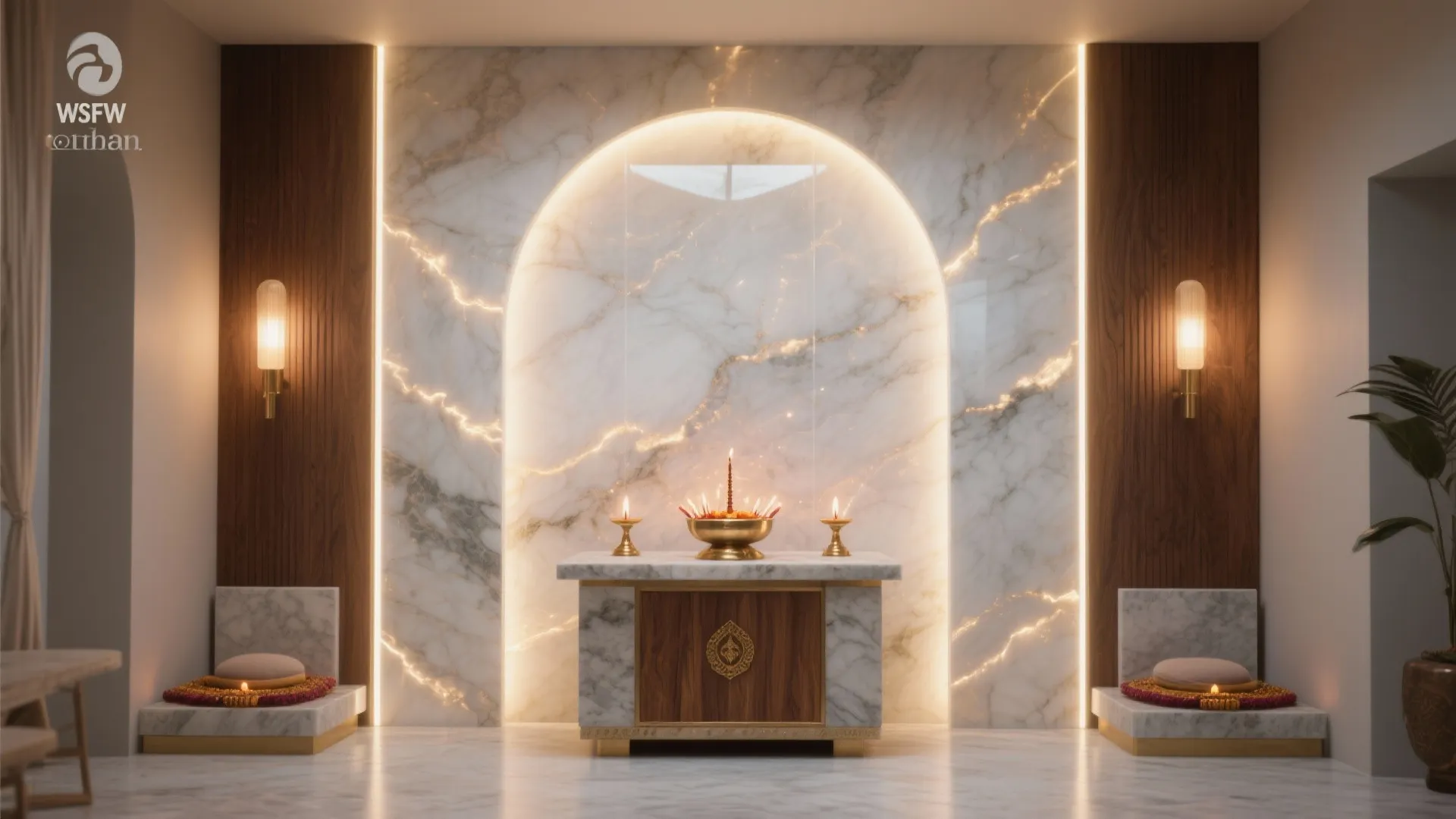 Backlit Panel and Warm Lighting (Calm, Not Clinical)