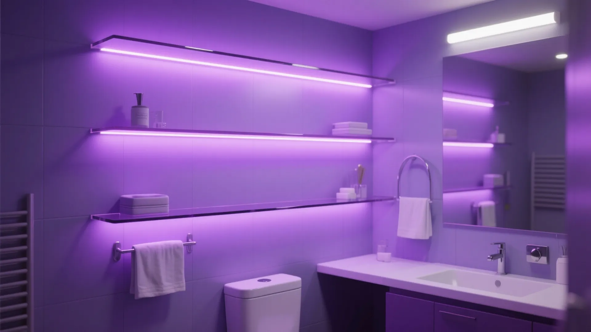 9. Backlit Purple Shelving