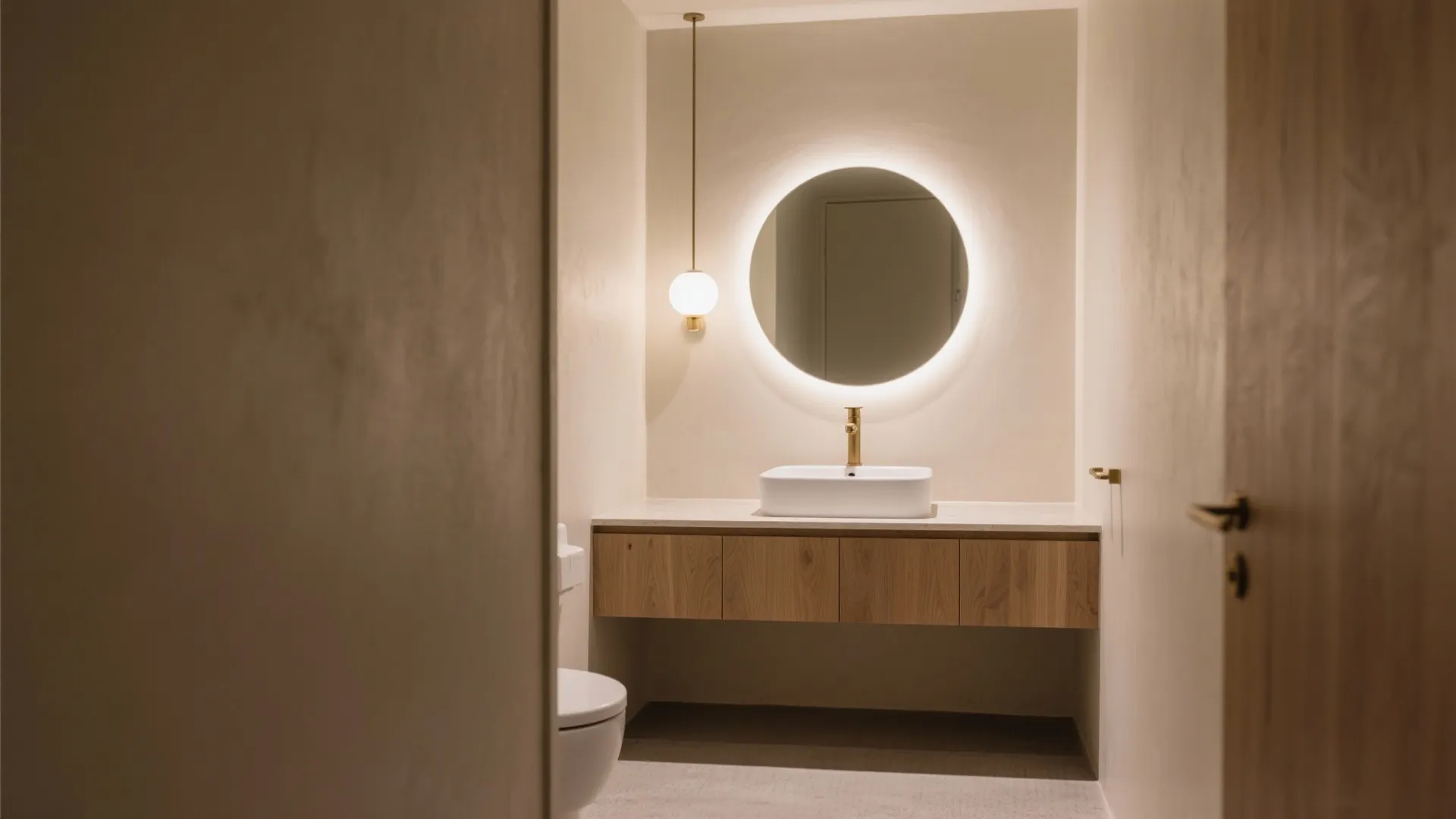 Backlit Round Mirror Minimalism