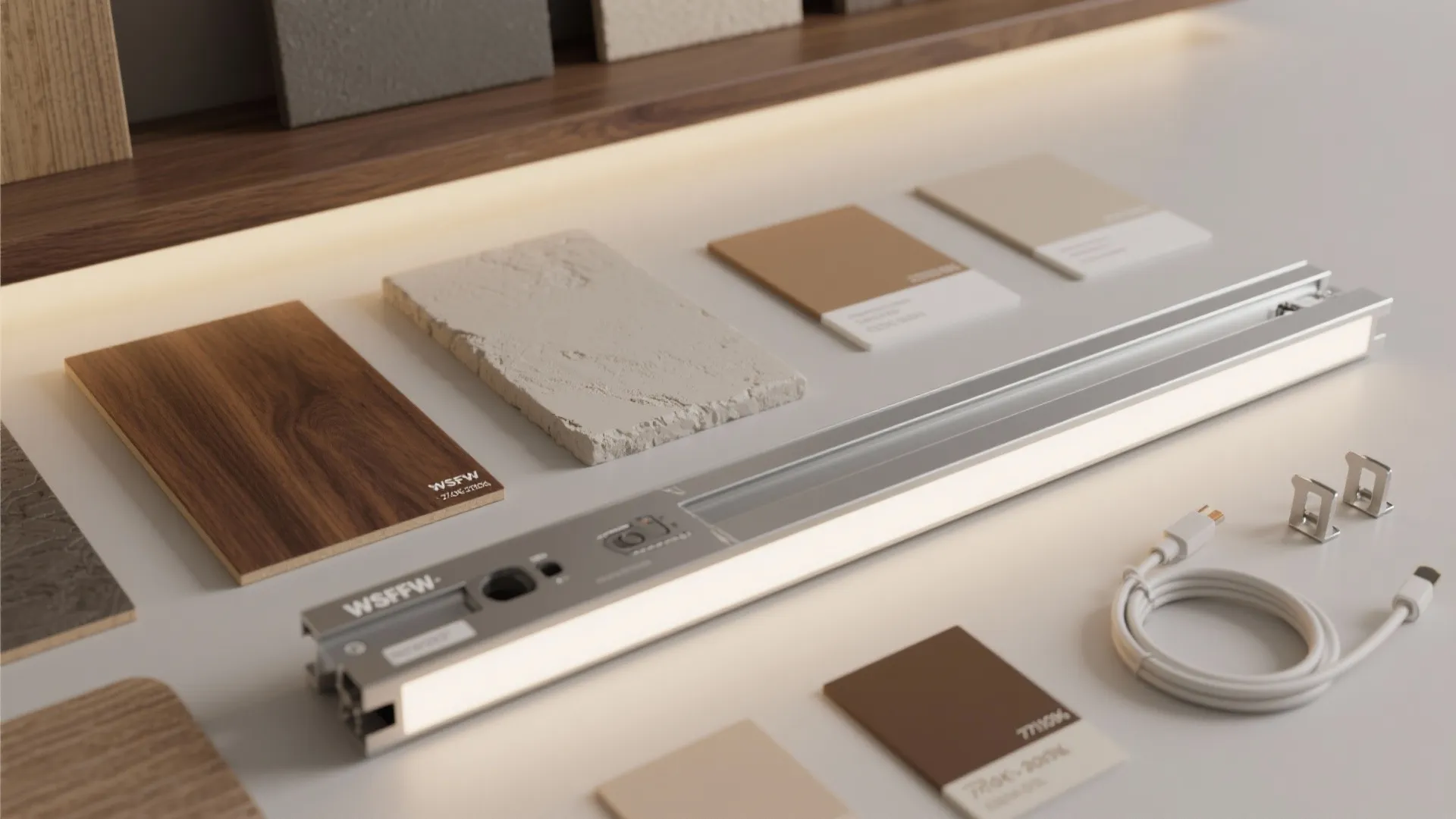 Backlit panels and floating shelves