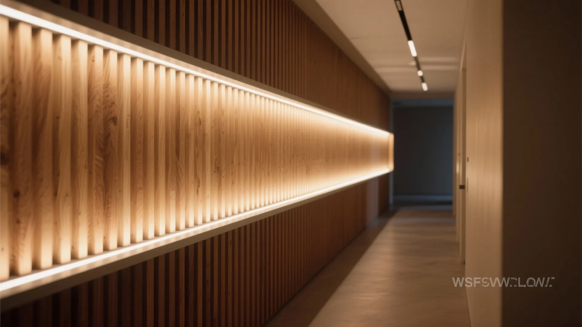 Backlit Slat Walls with Warm Wash