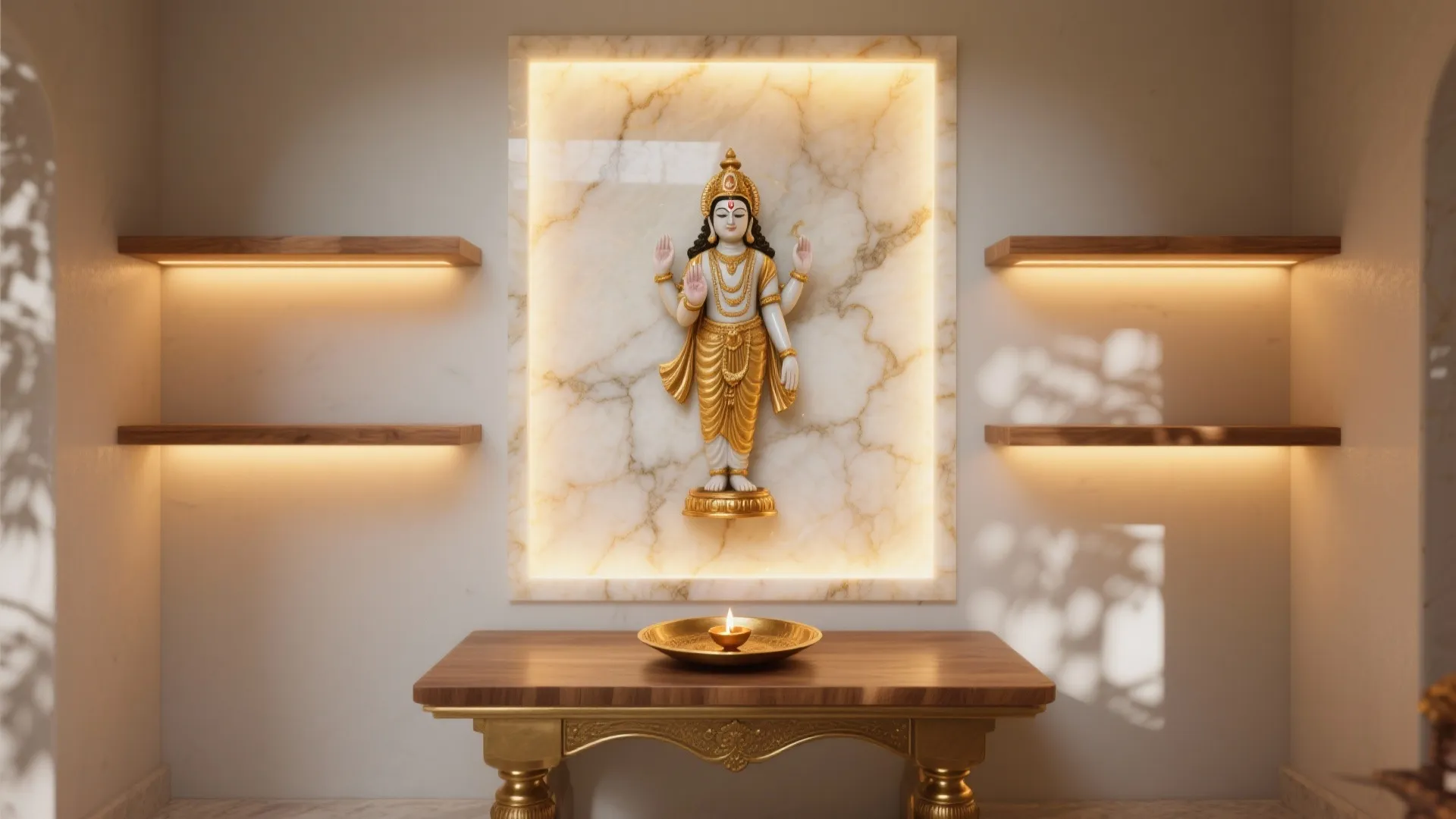 Backlit Stone Panel as the Spiritual Focal Point