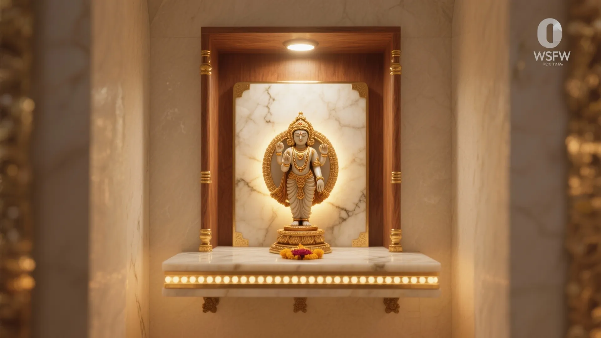 3) Backlit Stone and Layered Lighting for a Serene Glow