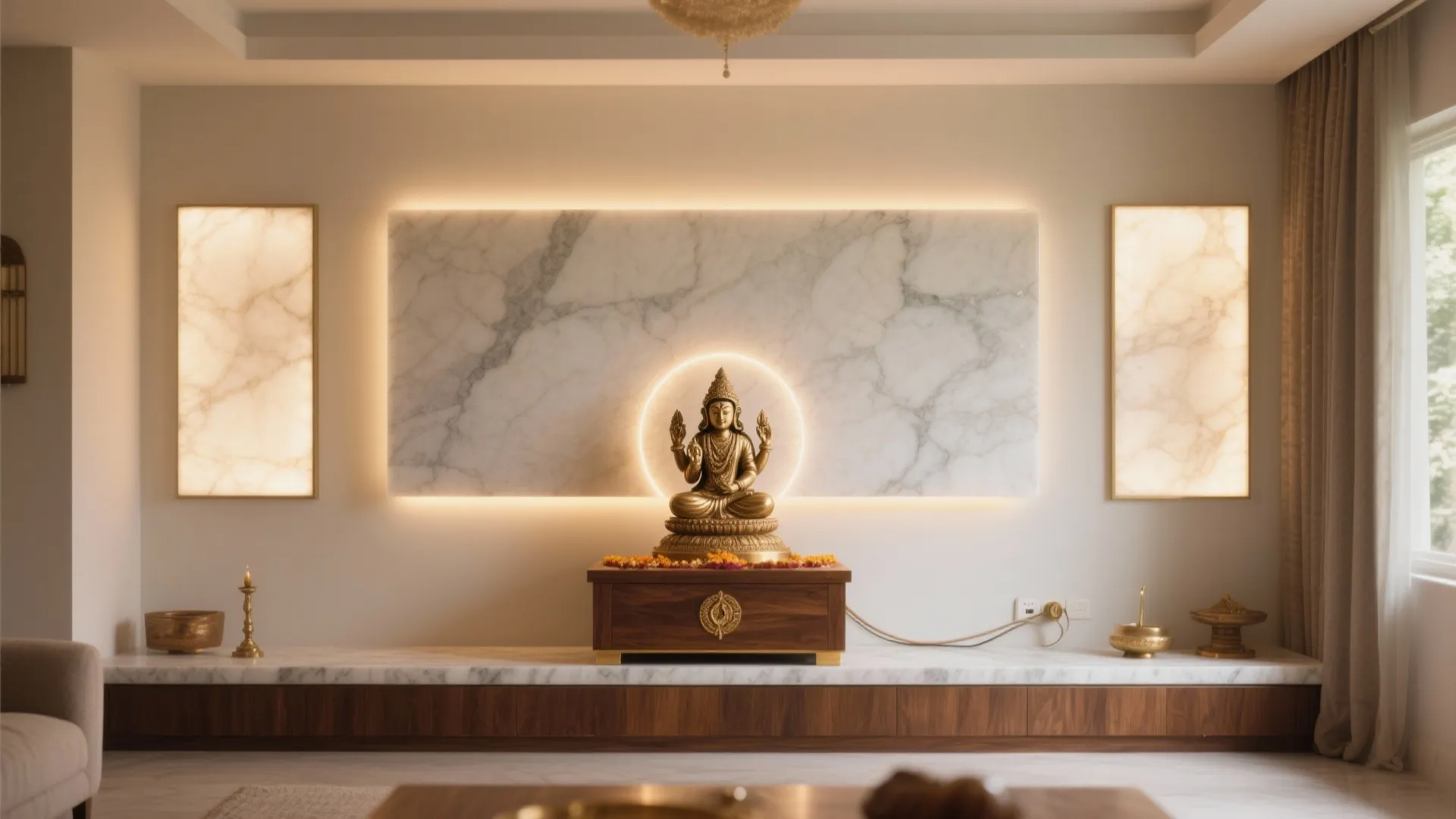 Backlit Stone Panel as a Sacred Focal Wall
