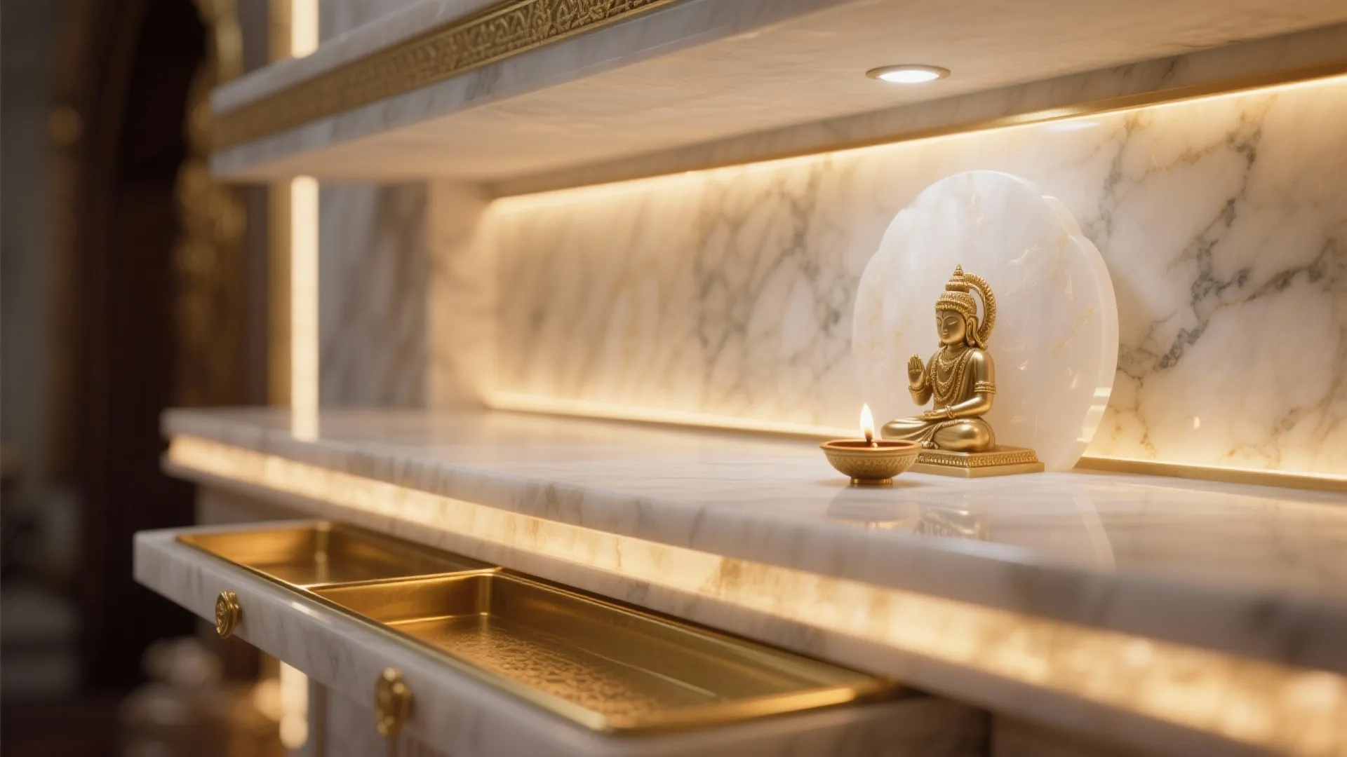 2) Luminous Stone Backdrop and Layered Lighting