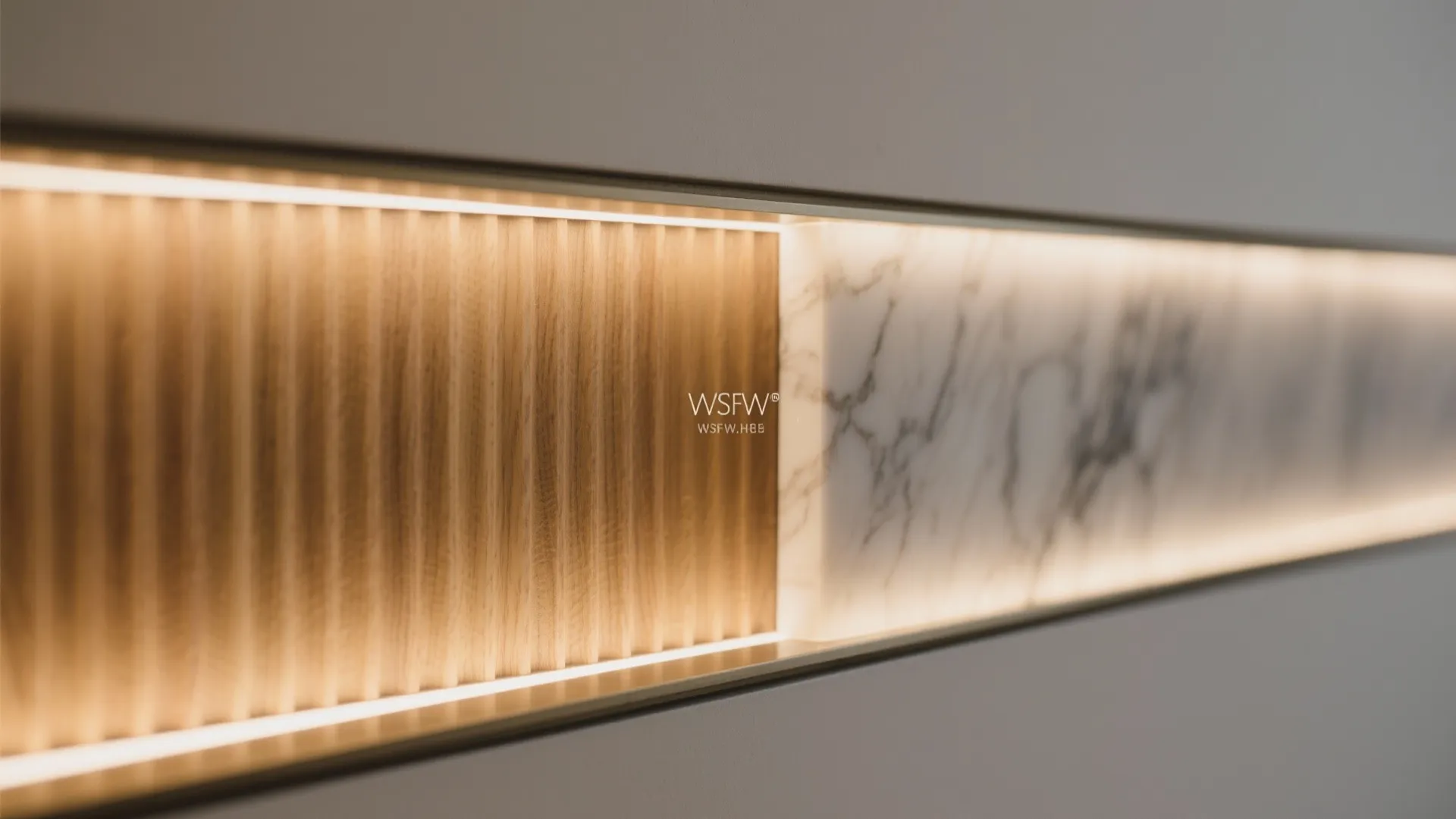 Backlit Textures: Fluted Wood, Stone, and Acrylic