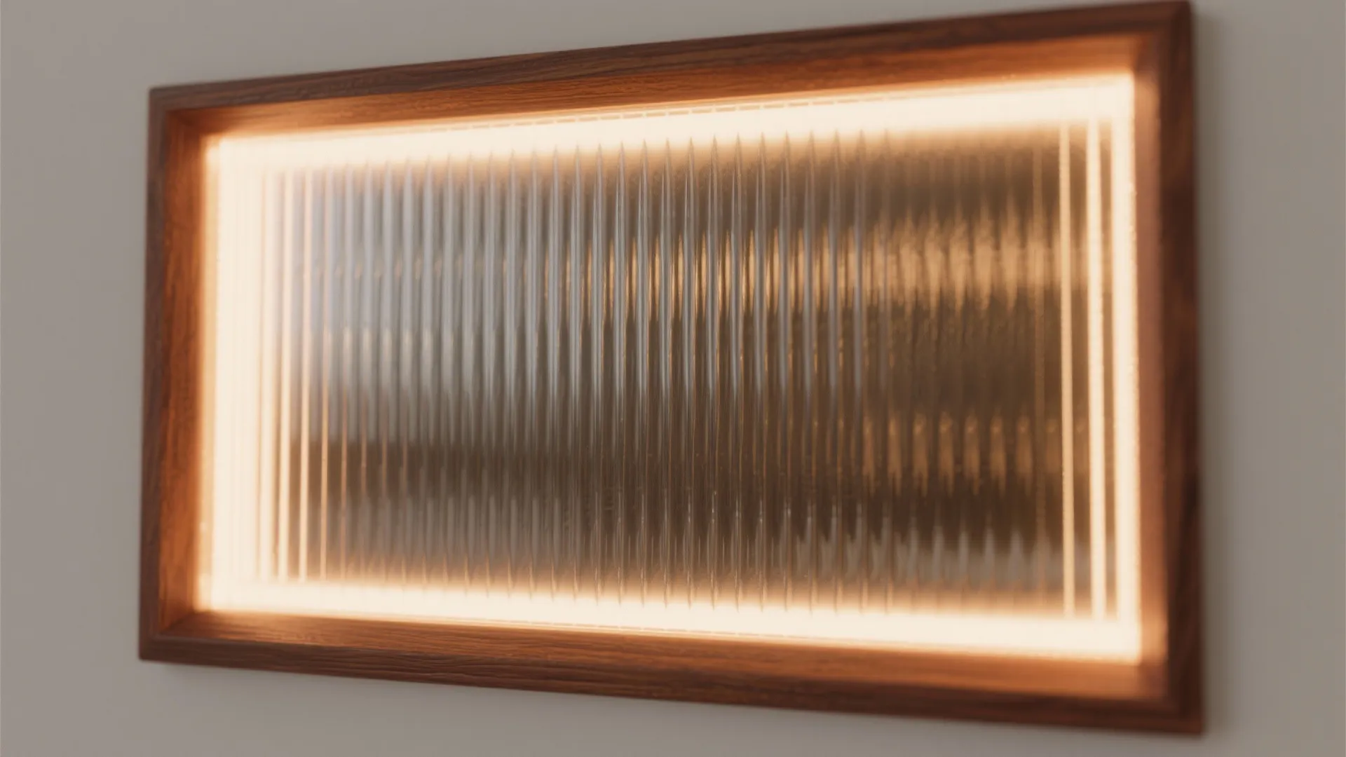 Backlit Textured Glass with Solid Wood Borders