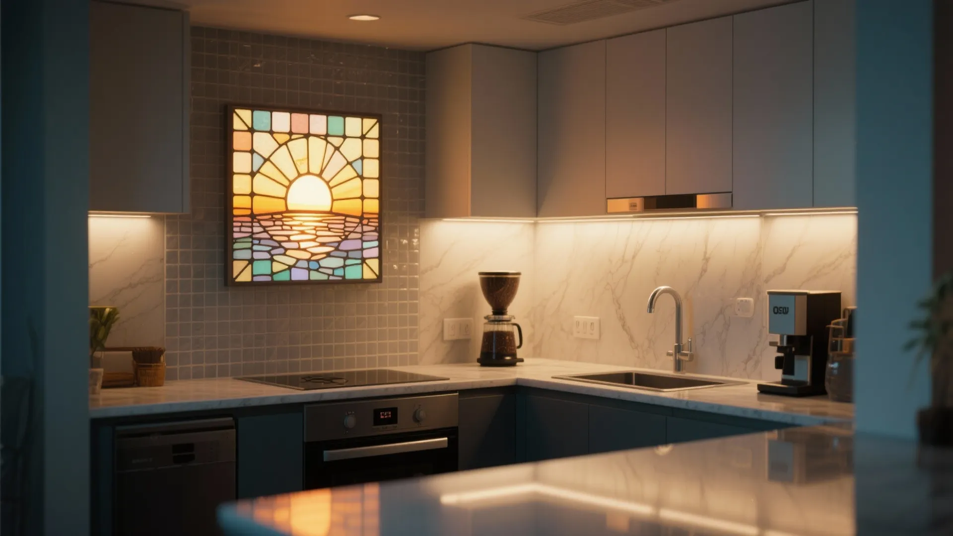 2. Backlit Glass Tile Accent