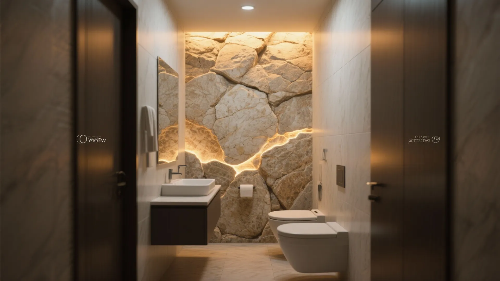 6. Backlit Travertine Accent Wall