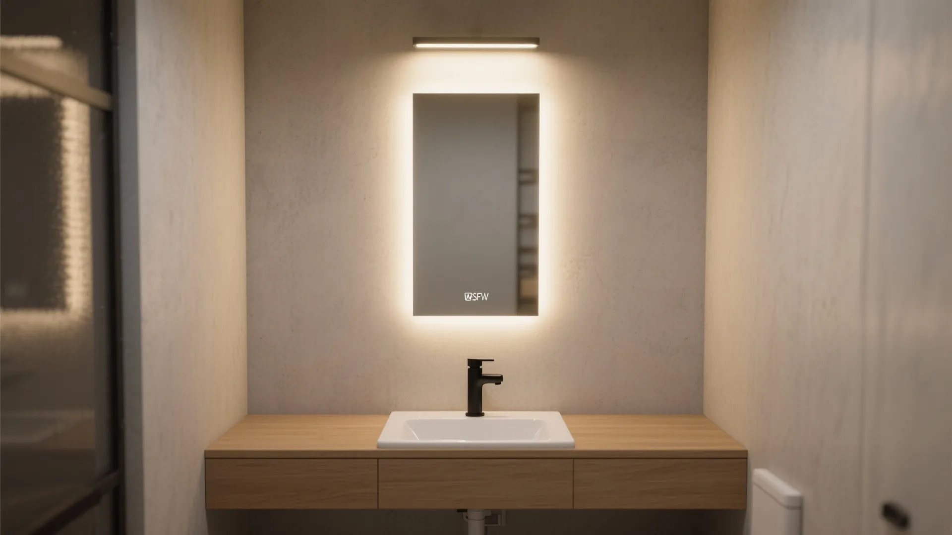 2) Backlit Mirrors to Maximize Light without Bulk