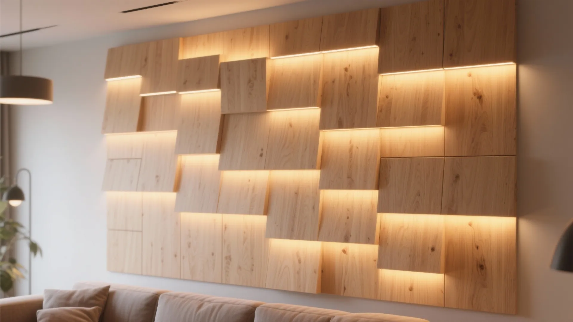 Backlit Plywood Feature Wall