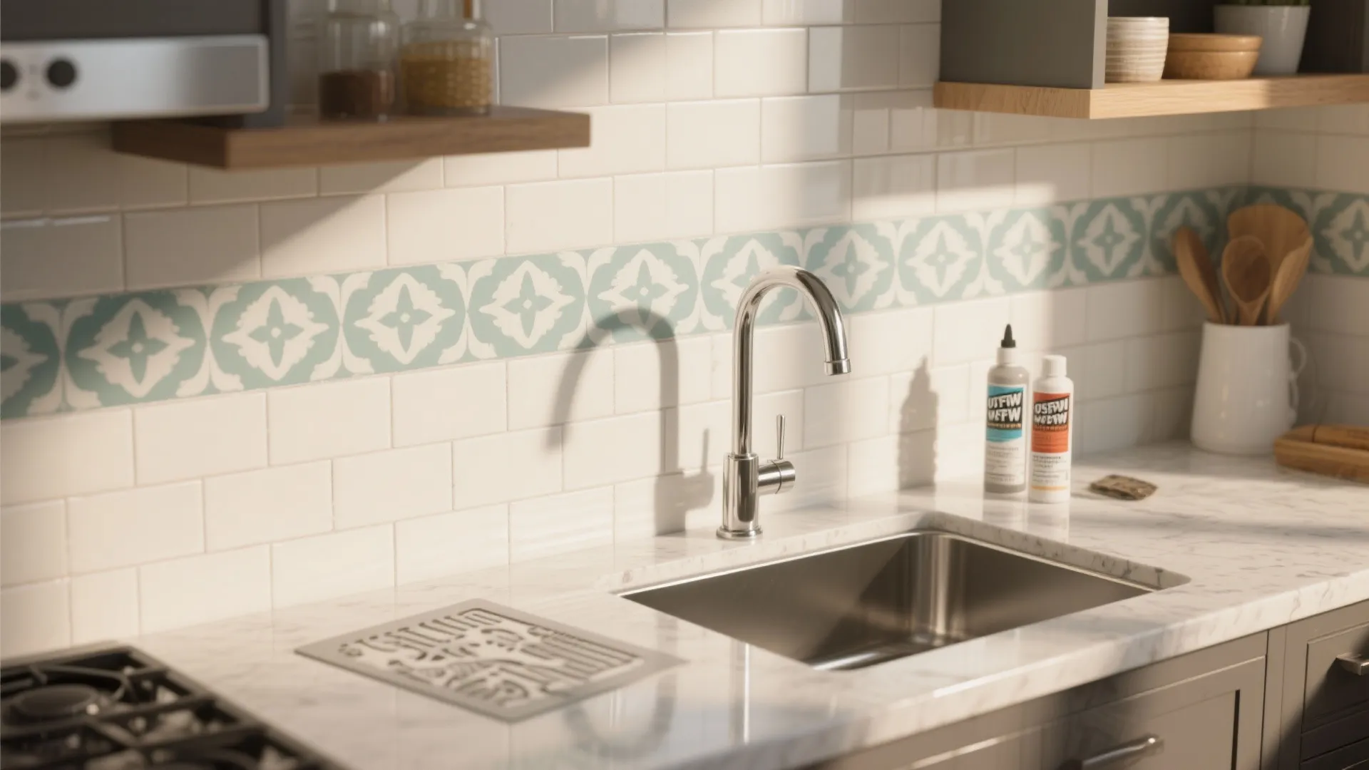 3. Add a backsplash pop or accent stripe