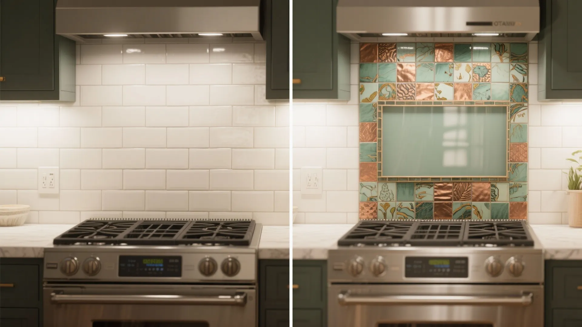 Idea 2: Tile or Glass as an Artful Backsplash