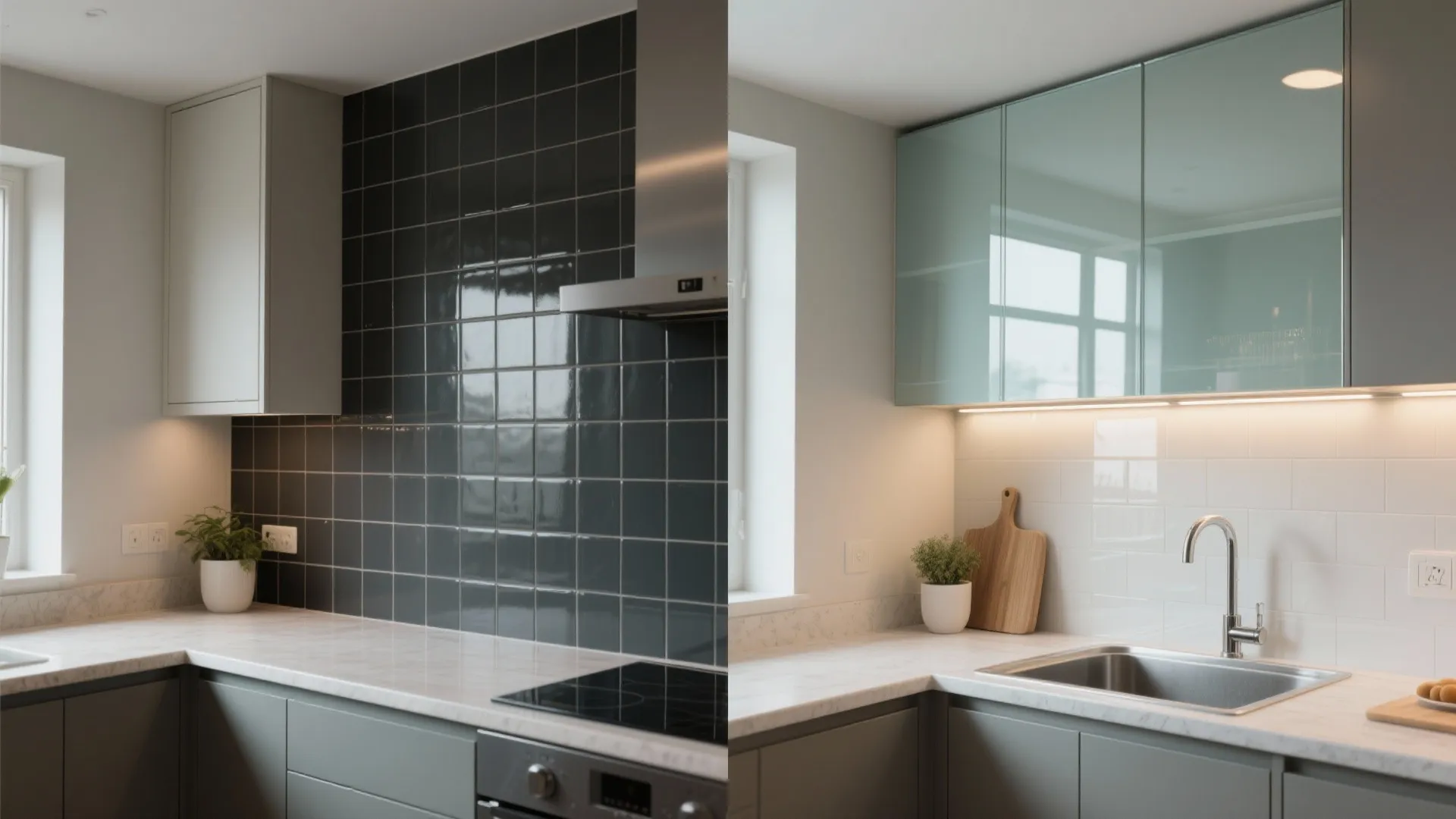 Glass Backsplash for Airy Transparency