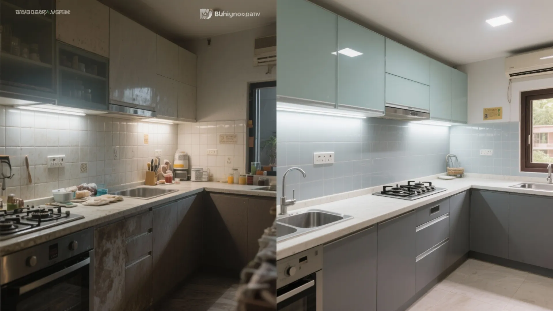 Glossy glass backsplash for airy brightness