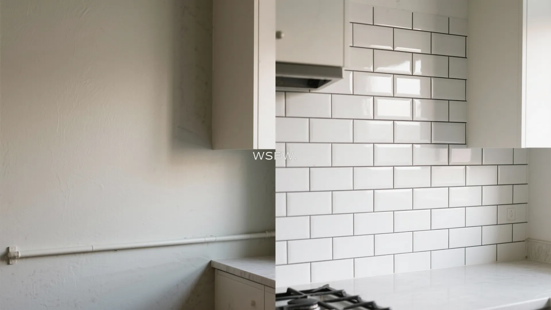 Peel-and-stick backsplash panels in micro-kitchens