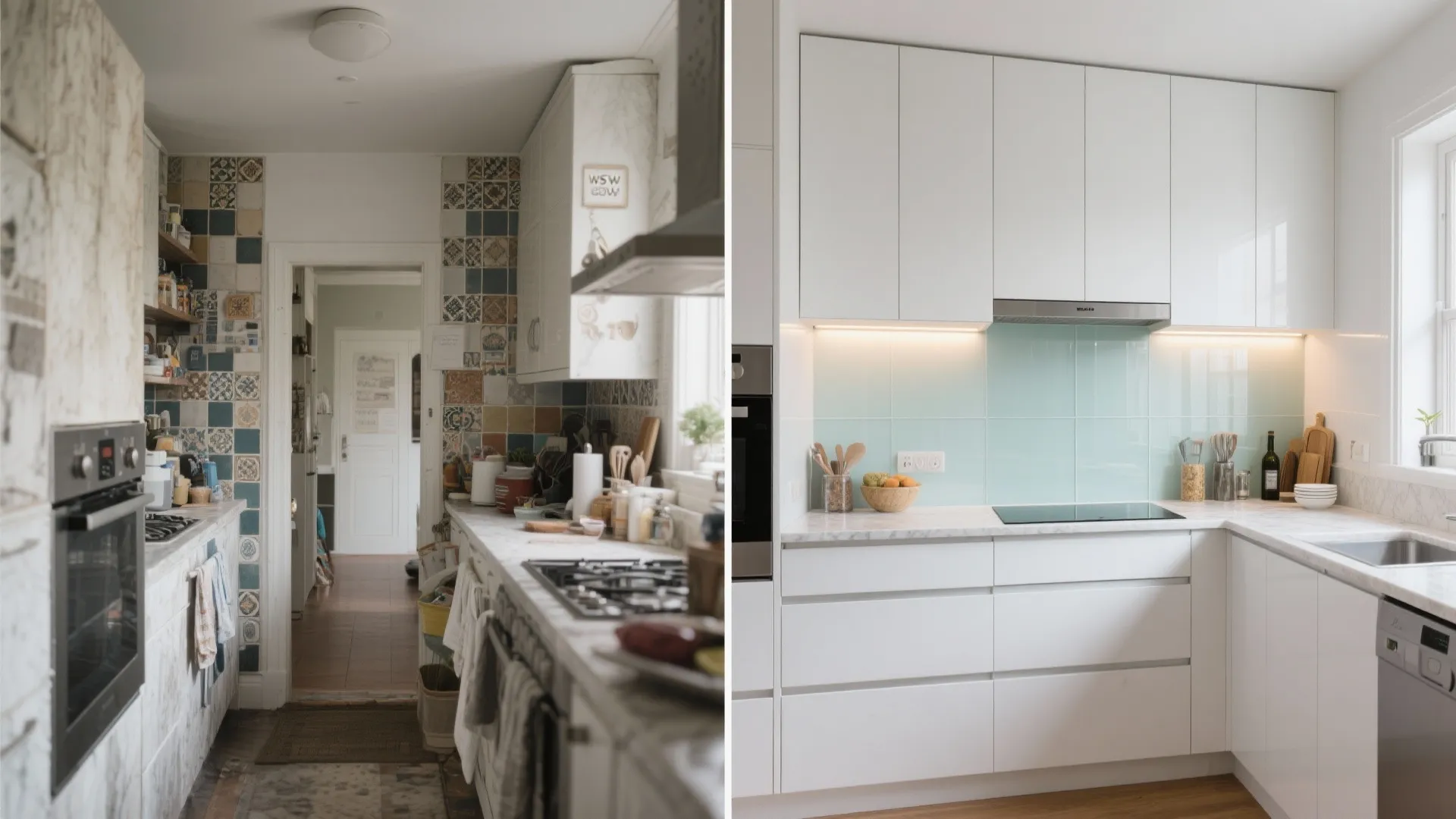 Glass backsplash for an airy feel
