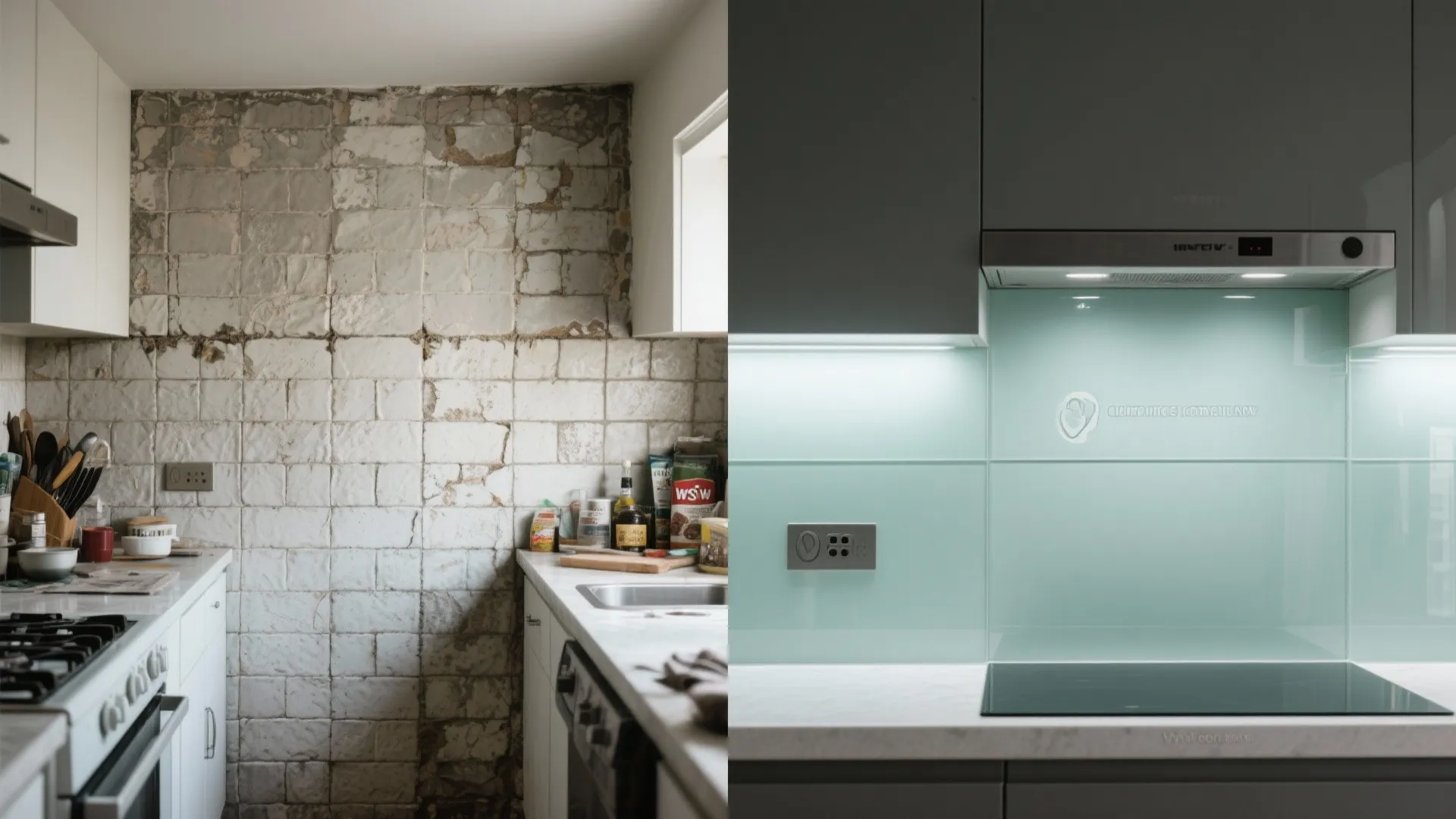 Glass backsplash for airy continuity