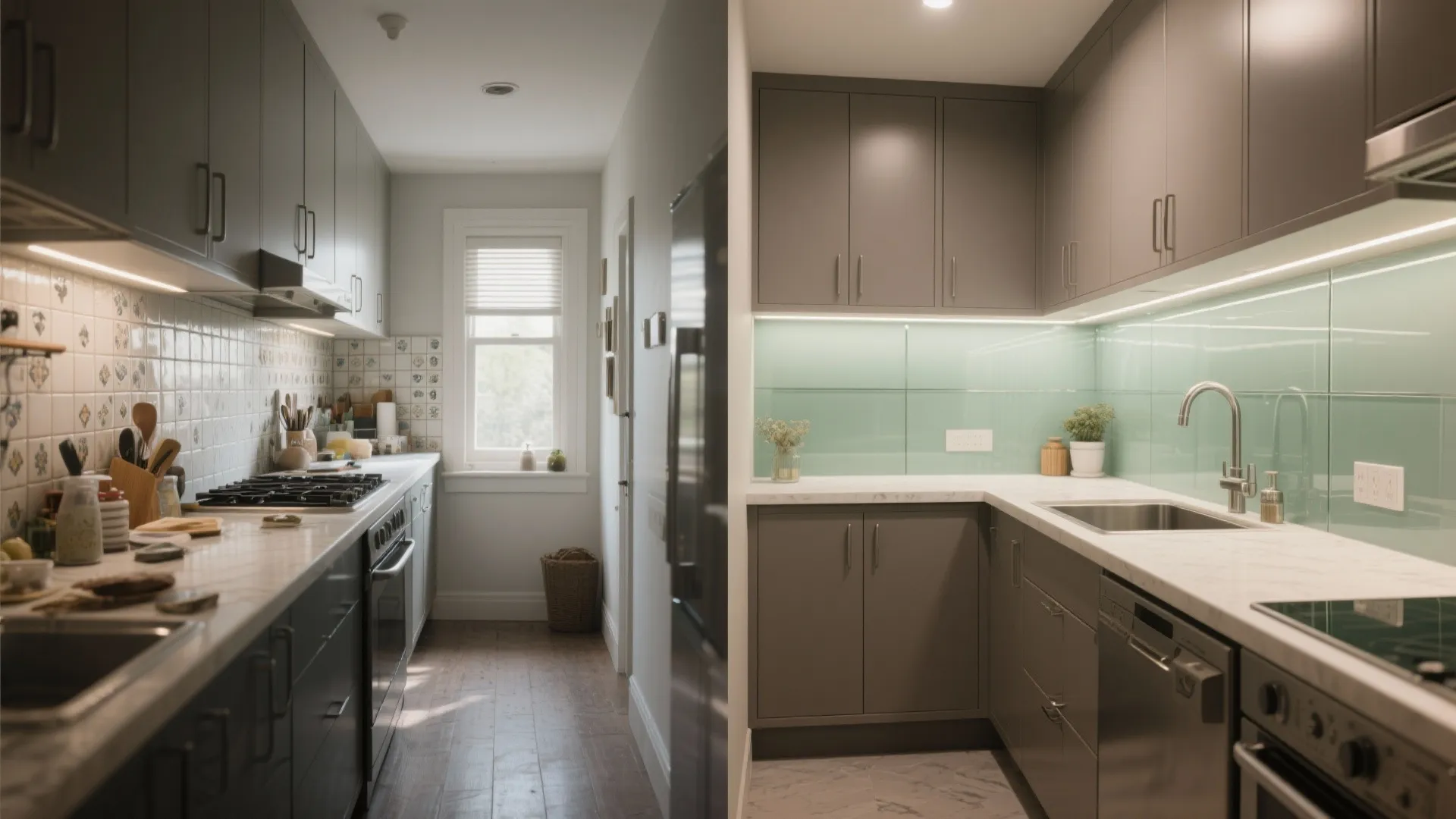 Glass Backsplash for Airy Depth