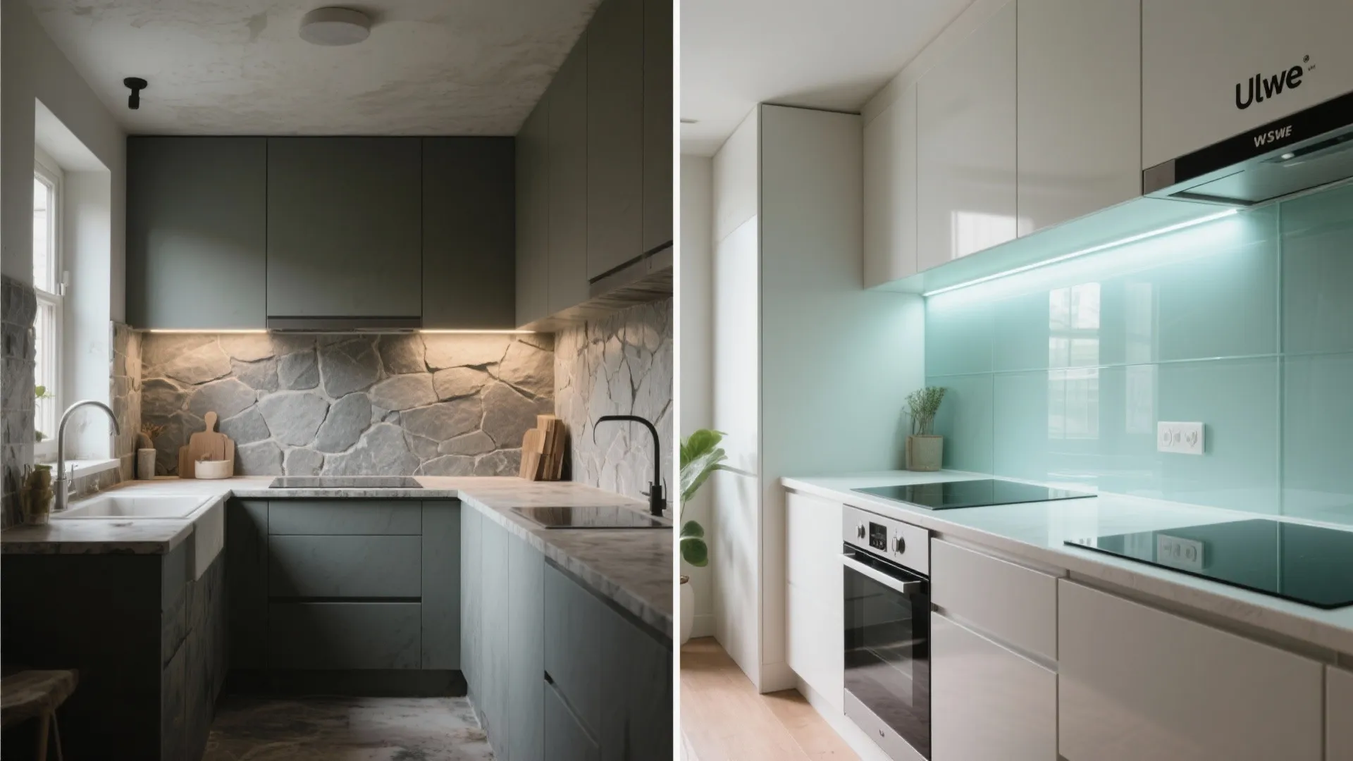 Transparent backsplash to open sightlines