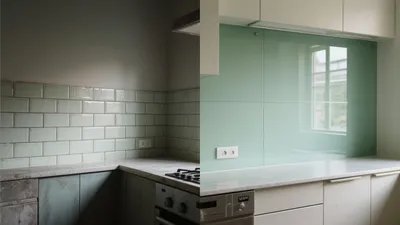 Kitchen Backsplash Transformation: Mint Green Glass vs. Tile
