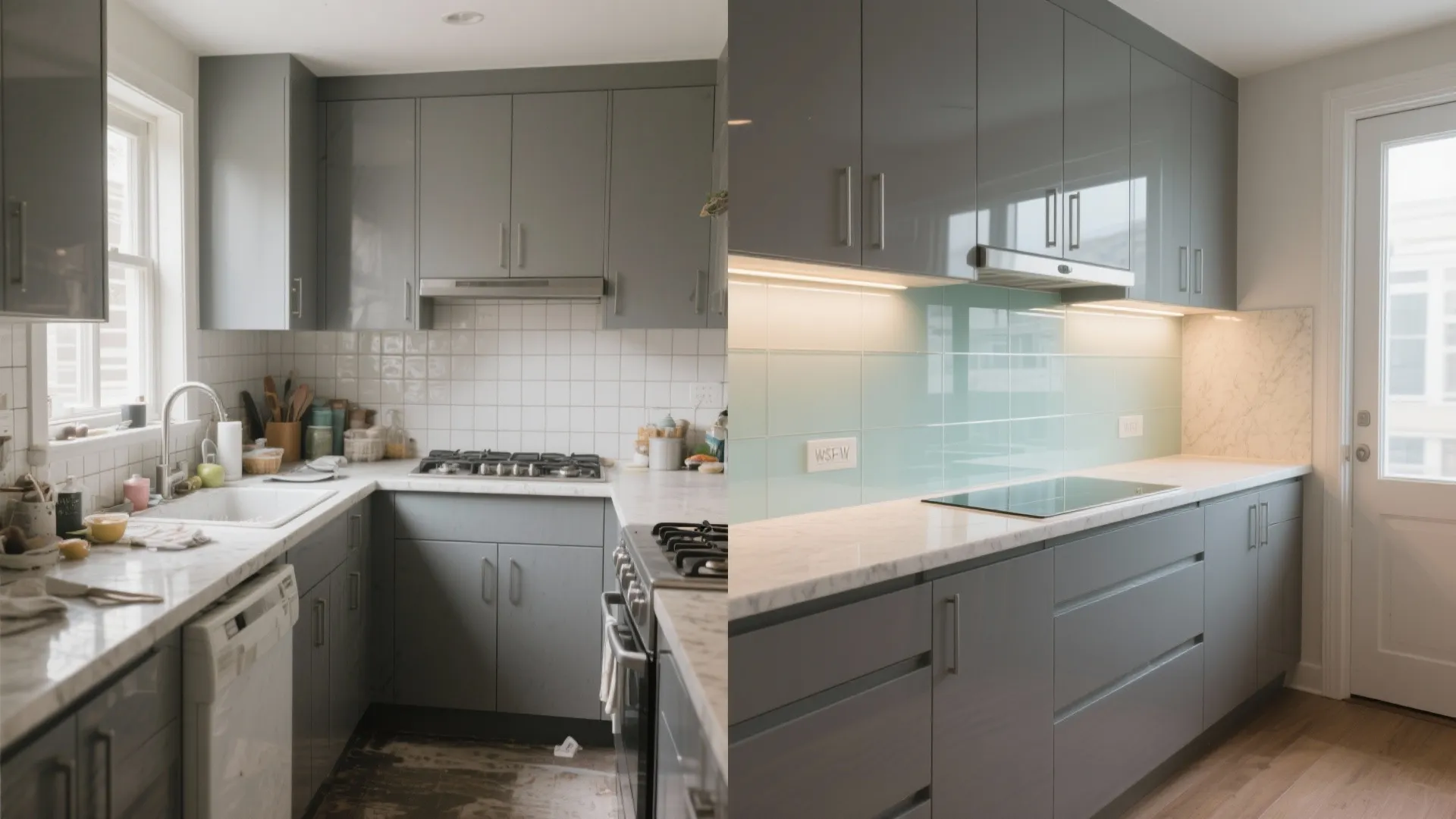 Glass backsplash for brighter, easier-to-clean kitchens