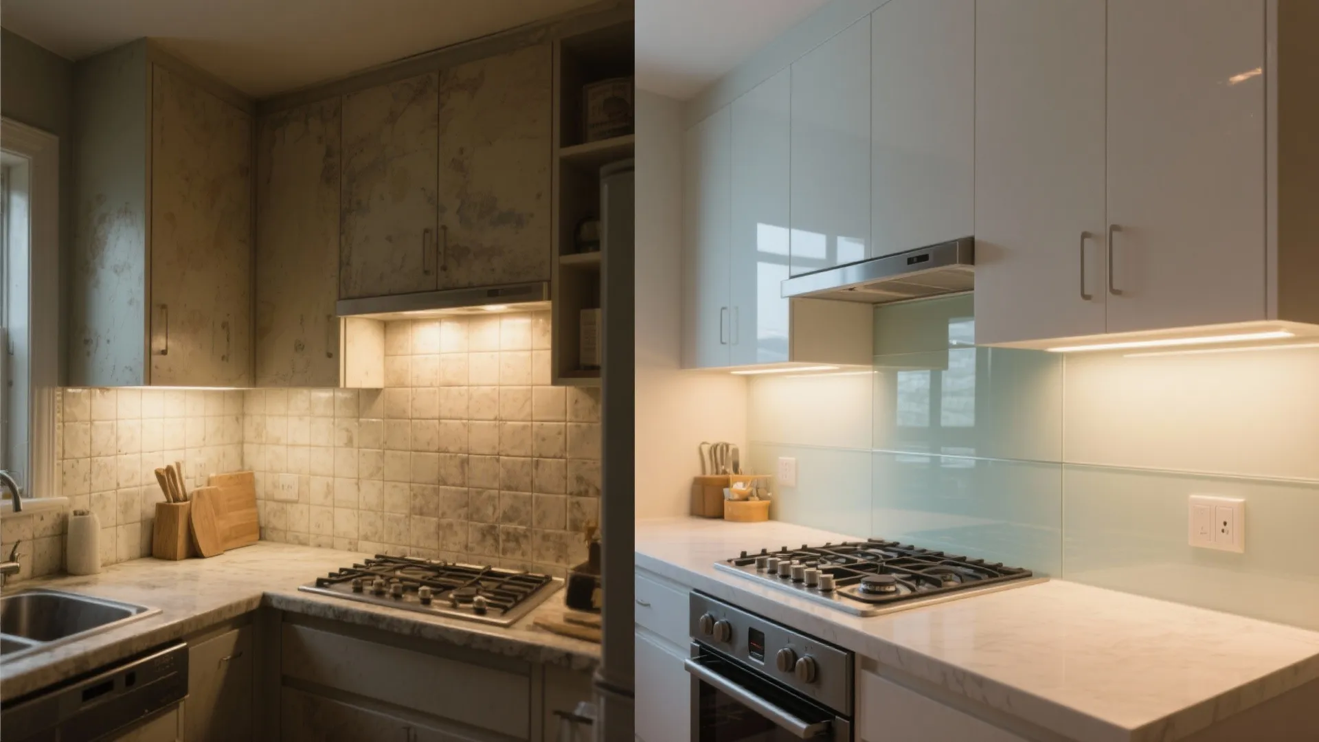 Glass Backsplash for Light and Depth