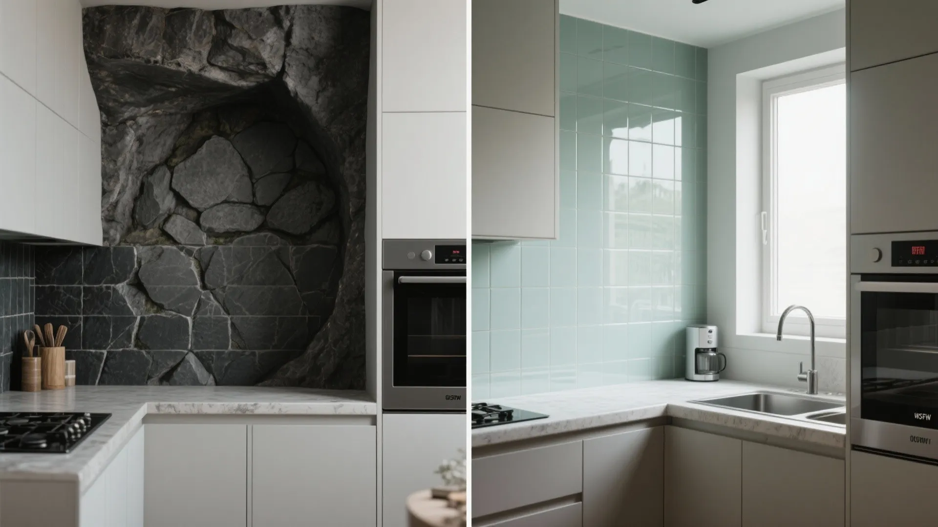 Glass backsplash for coastal light