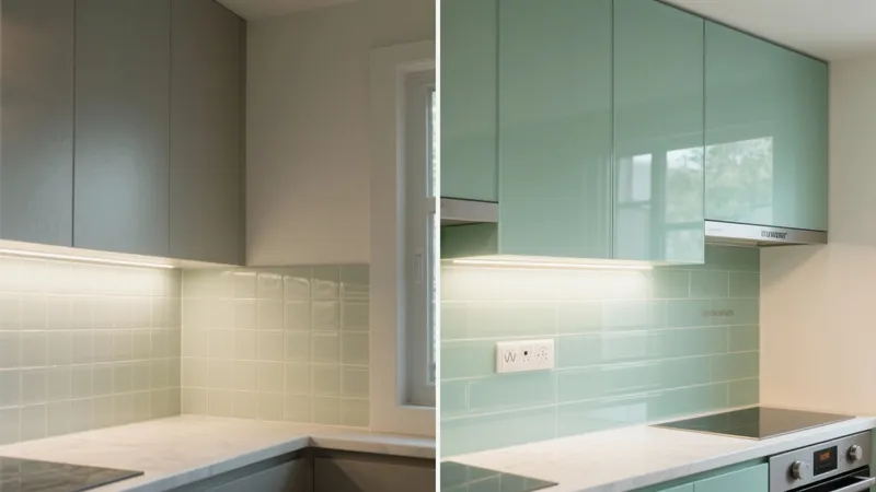 Modern Mint Kitchen Design with Glossy Finish
