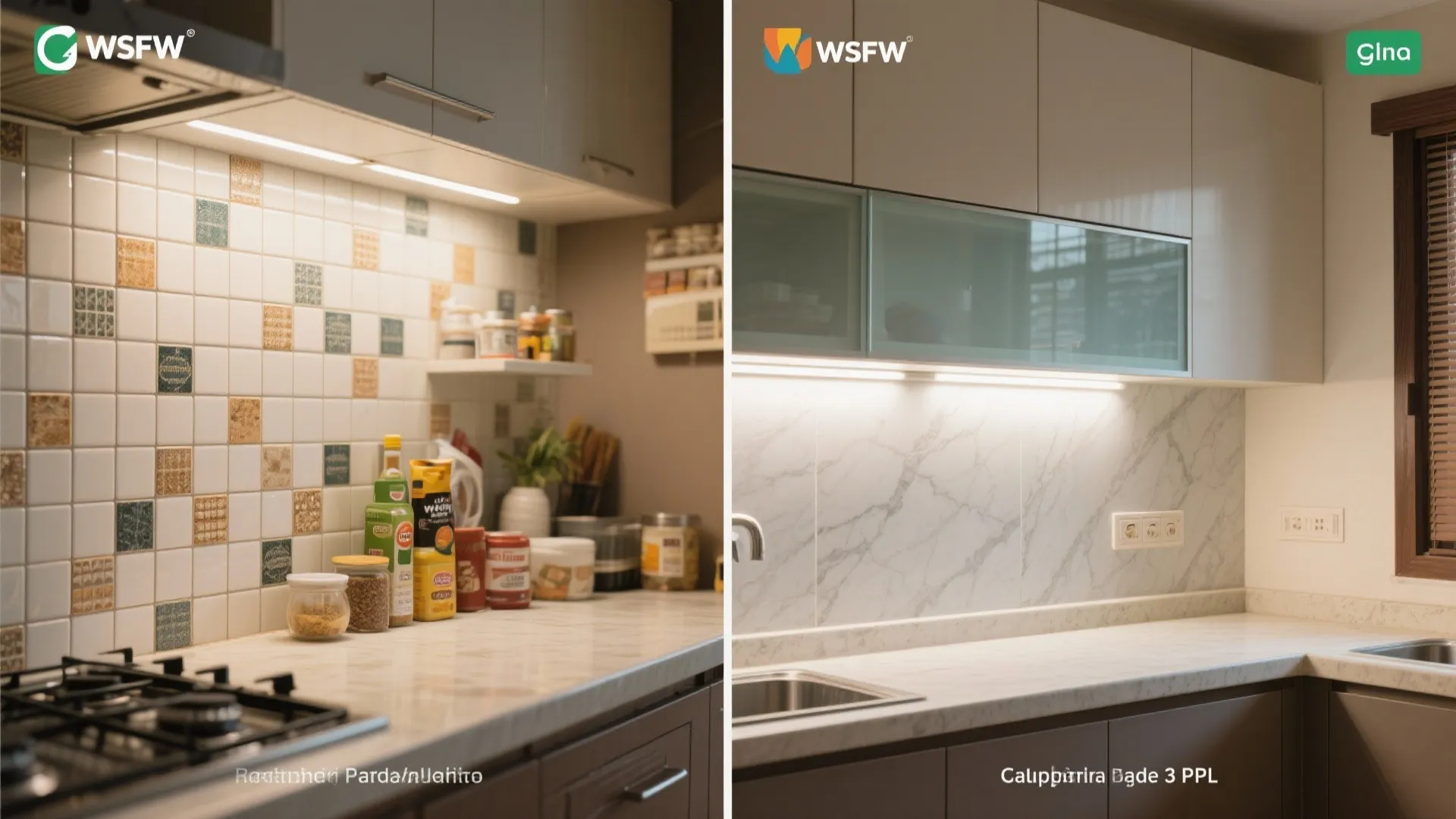 Glass or stone backsplashes for depth and light