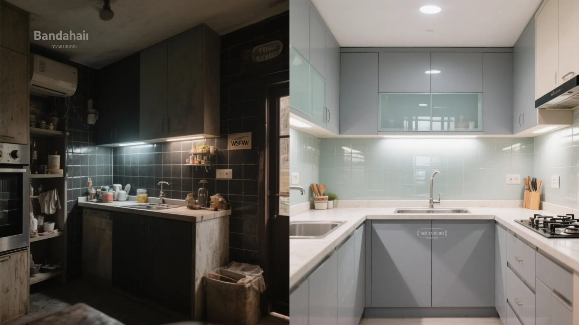 Glass Backsplash for Airy Light in Compact Kitchens