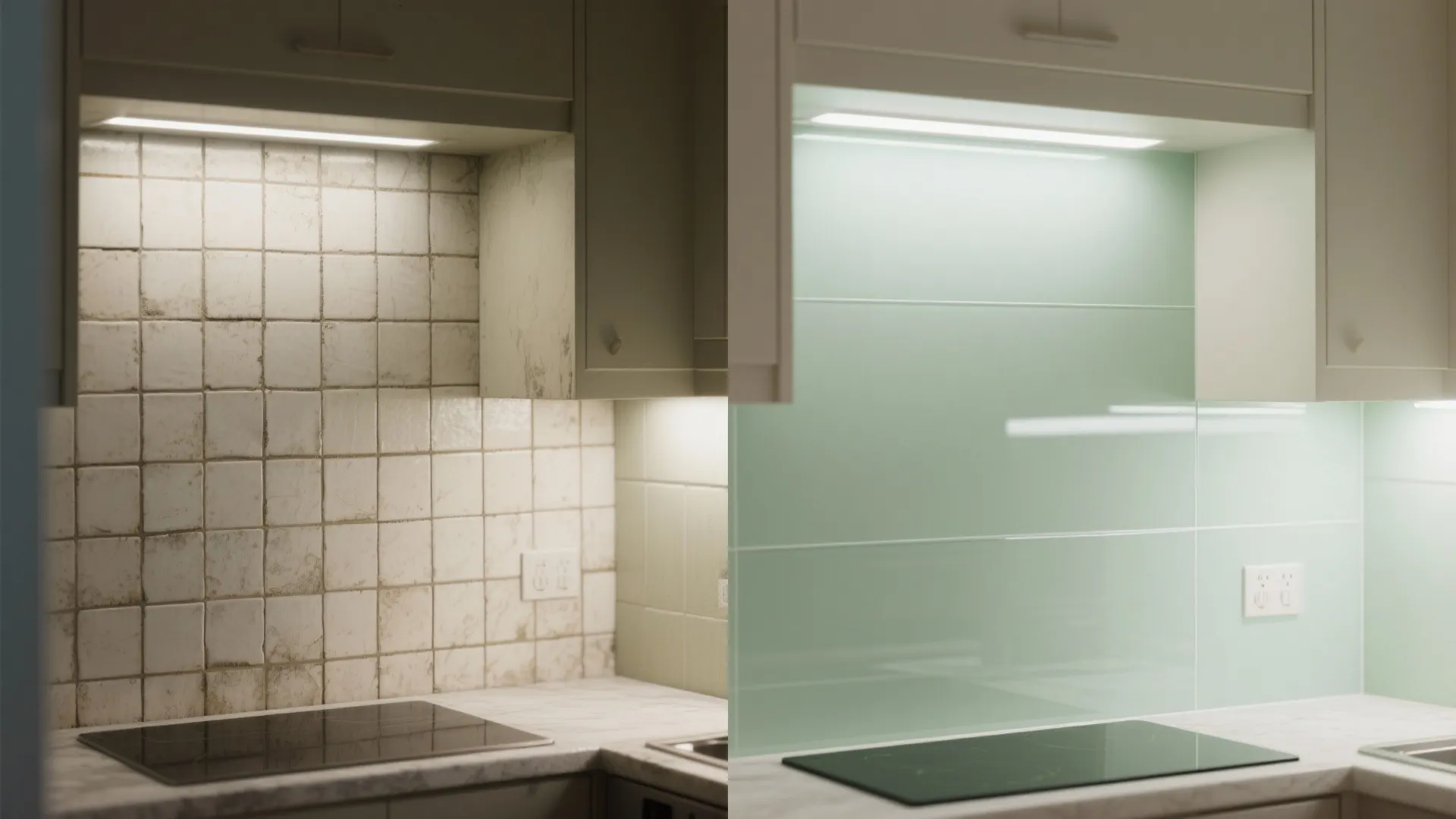 Glass backsplash for brighter, easier-to-clean surfaces