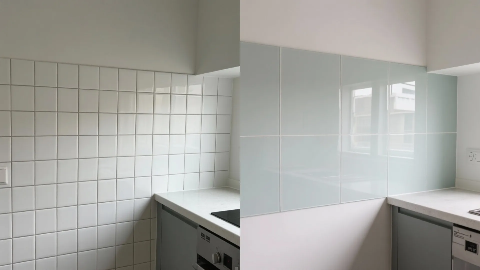 Glass backsplash for airy brightness