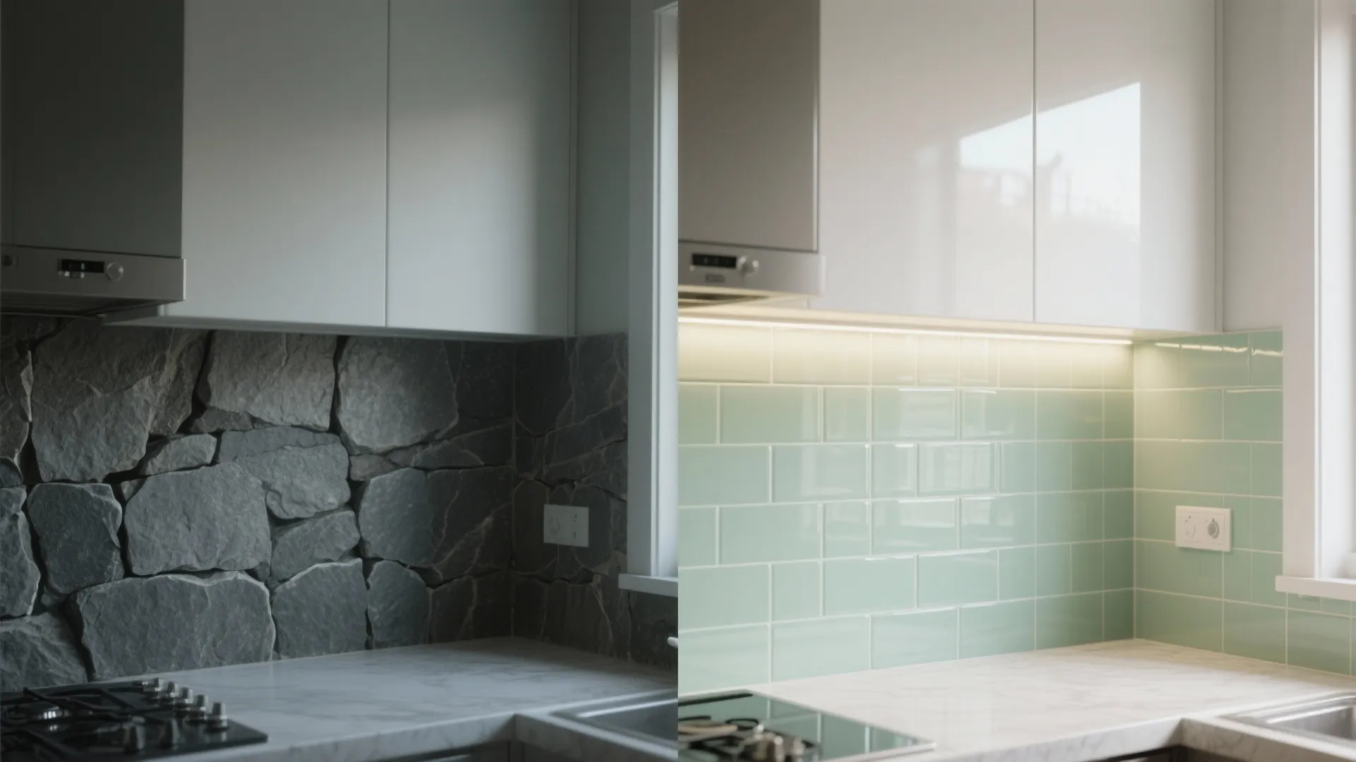 Glazed Backsplash to Bounce Light and Open the Room