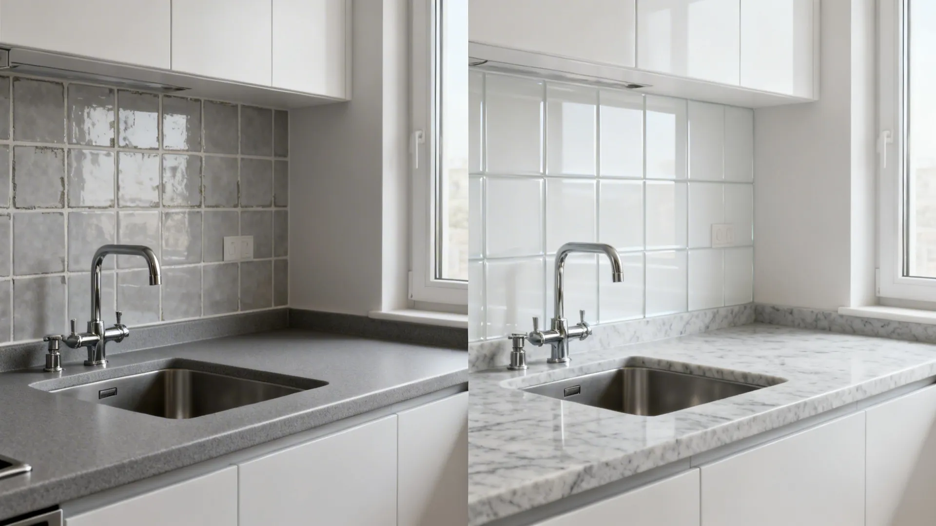 Translucent Backsplash: Satin Glass over Subtle Veining