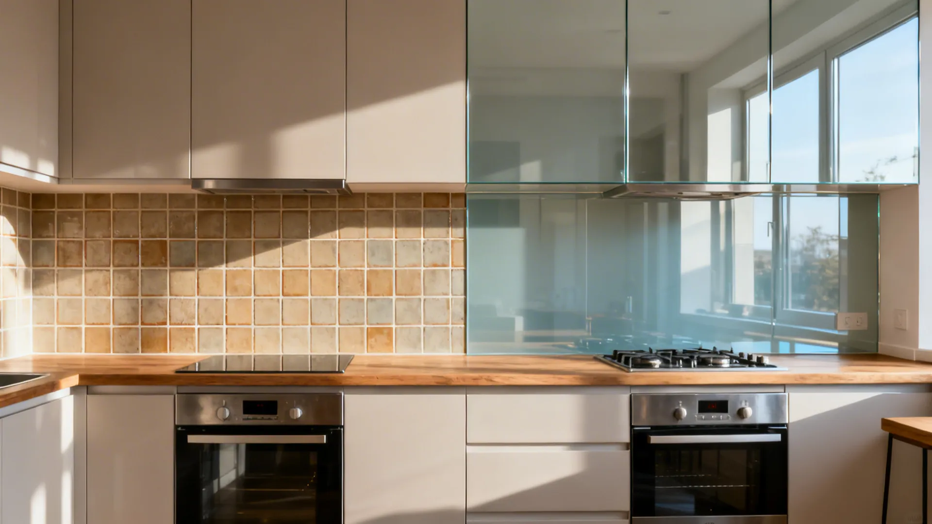 Glass Backsplash for Light and Reflection