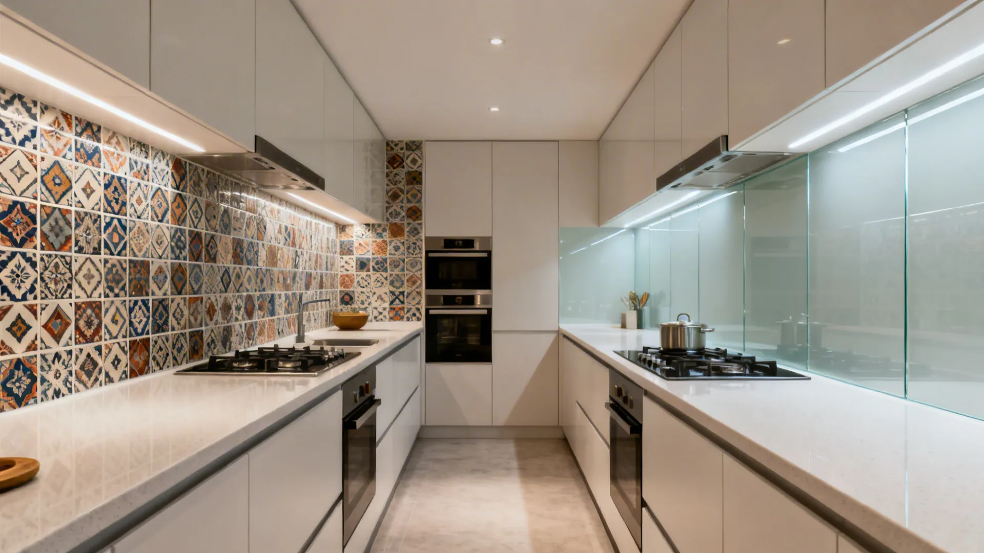 Glass Backsplash for Depth and Light