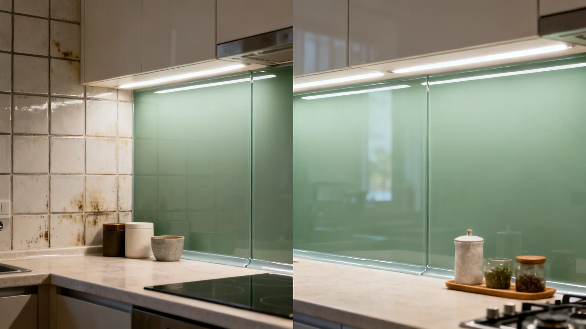 Glass Backsplash for Light, Easy Clean