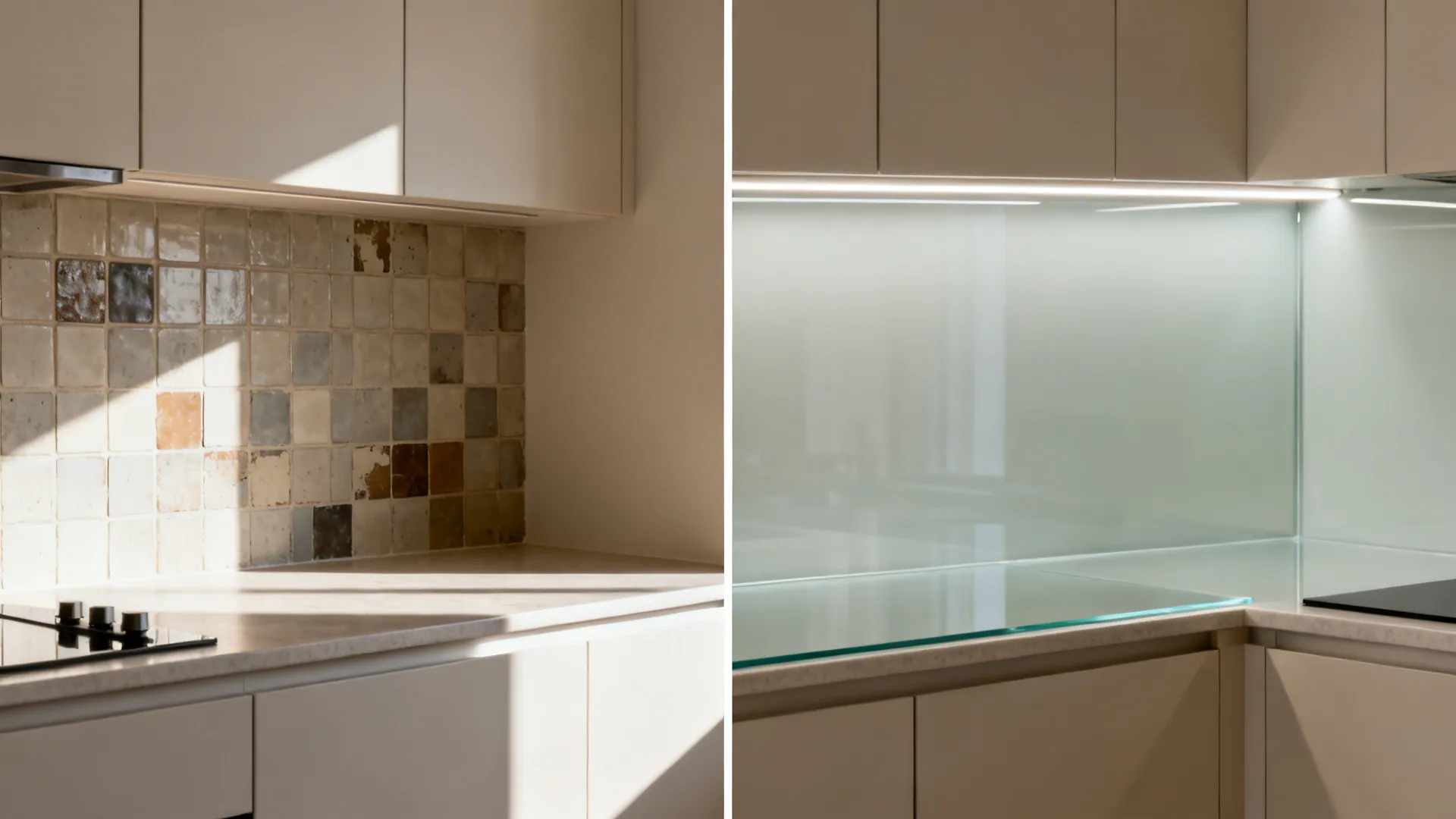 Glass Backsplash with Integrated Lighting