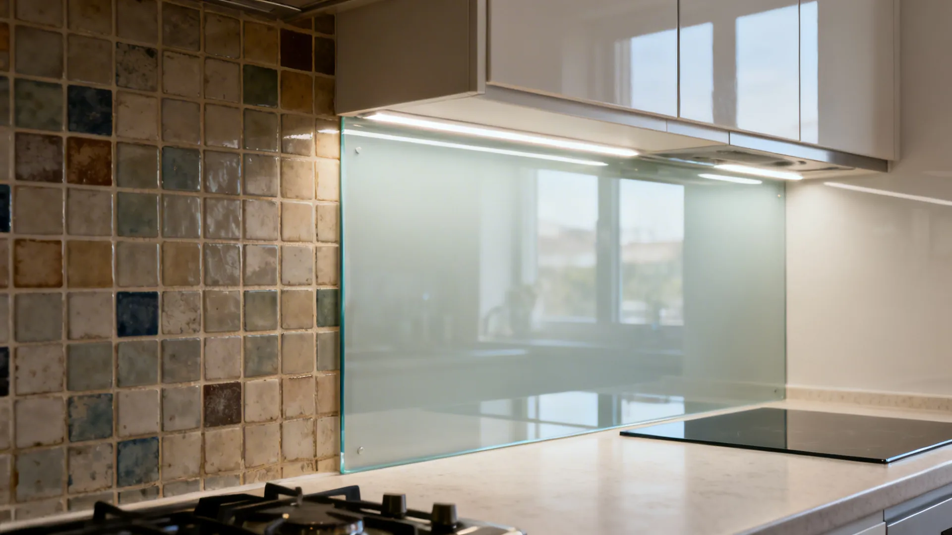 Glass Backsplash for Light and Depth