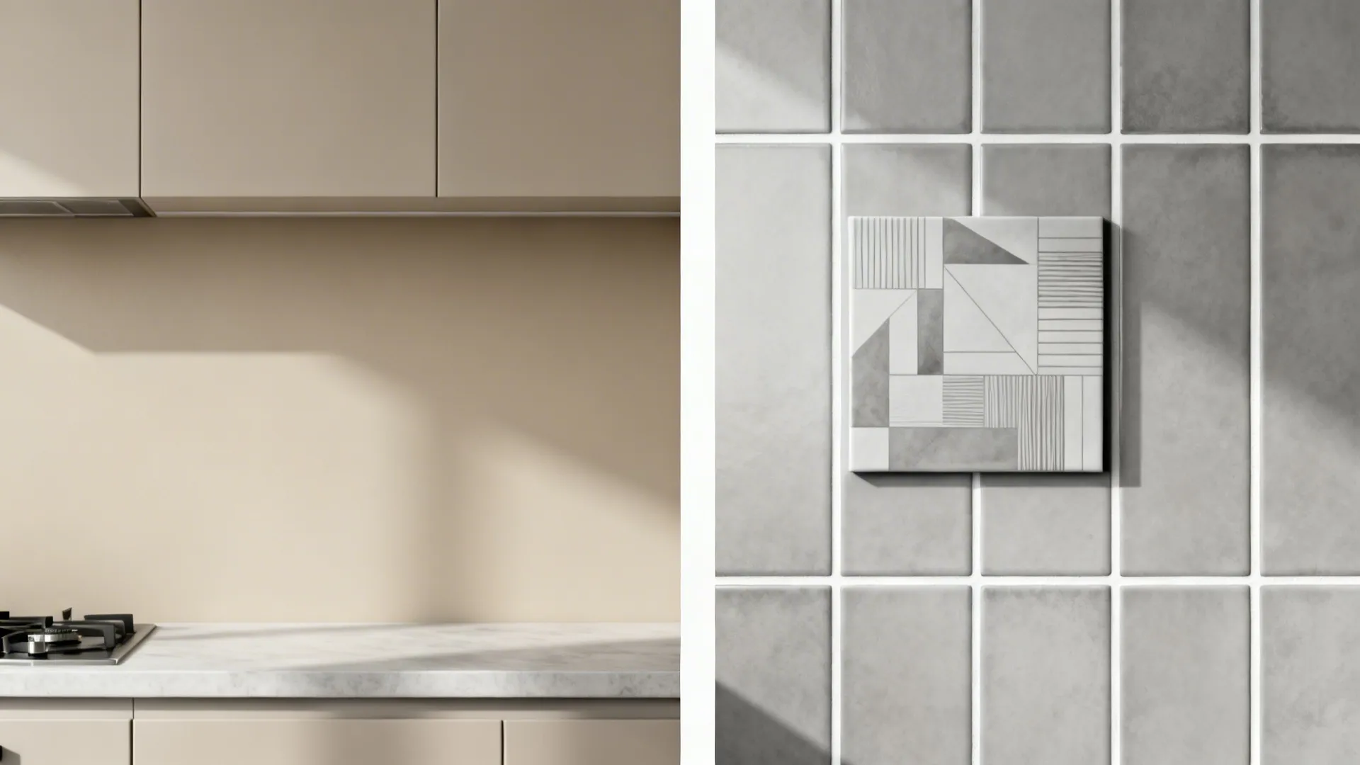 1) Minimalist Album Collage Backsplash