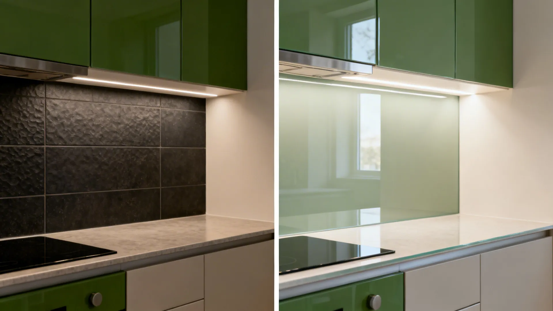 Glass Backsplash for Light and Depth