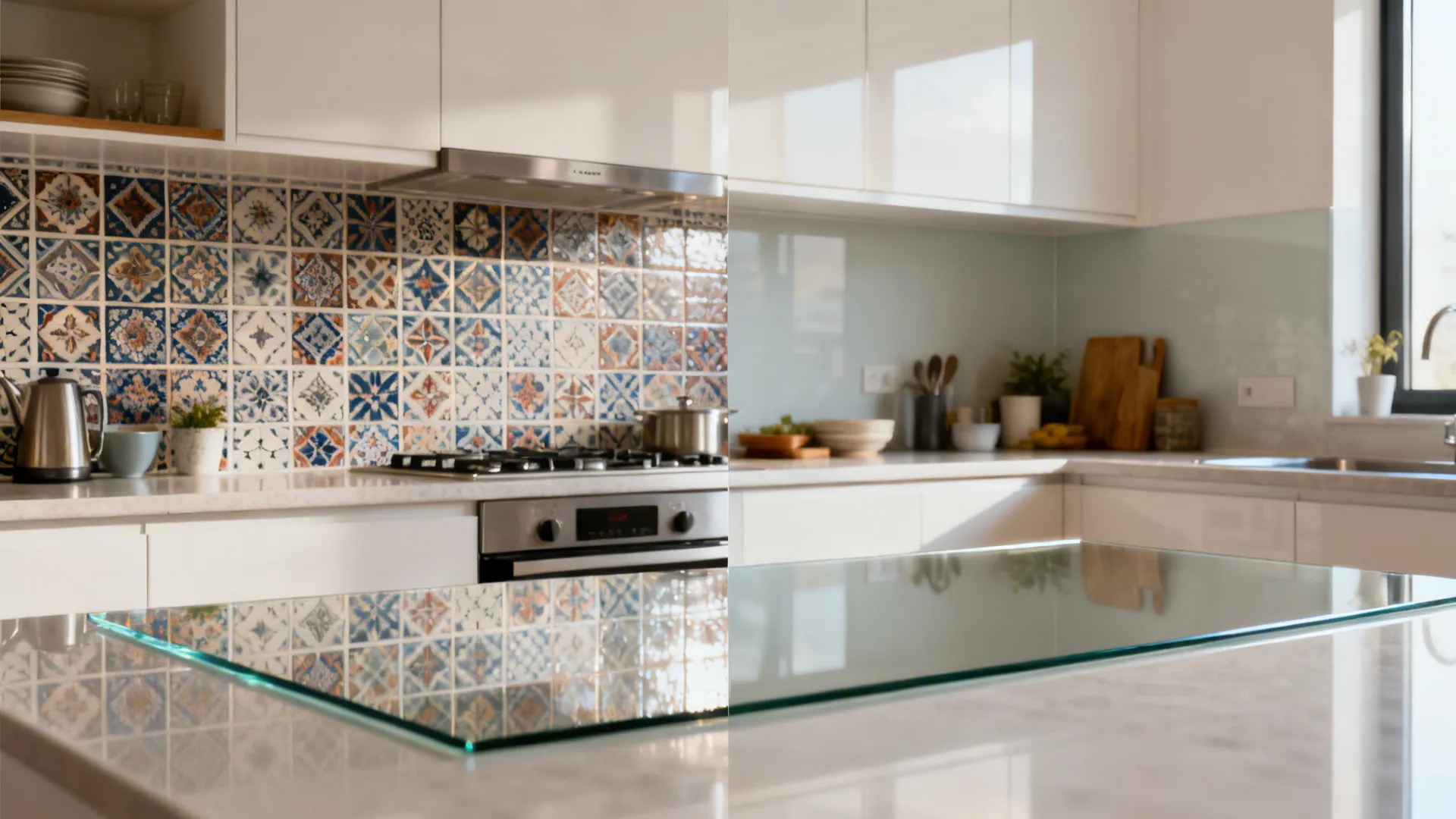 Glass Backsplash for Light and Depth