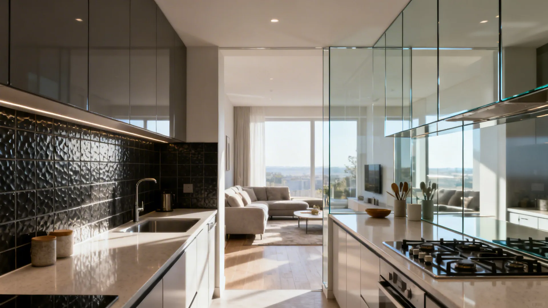 Glass Backsplash for Light and Depth