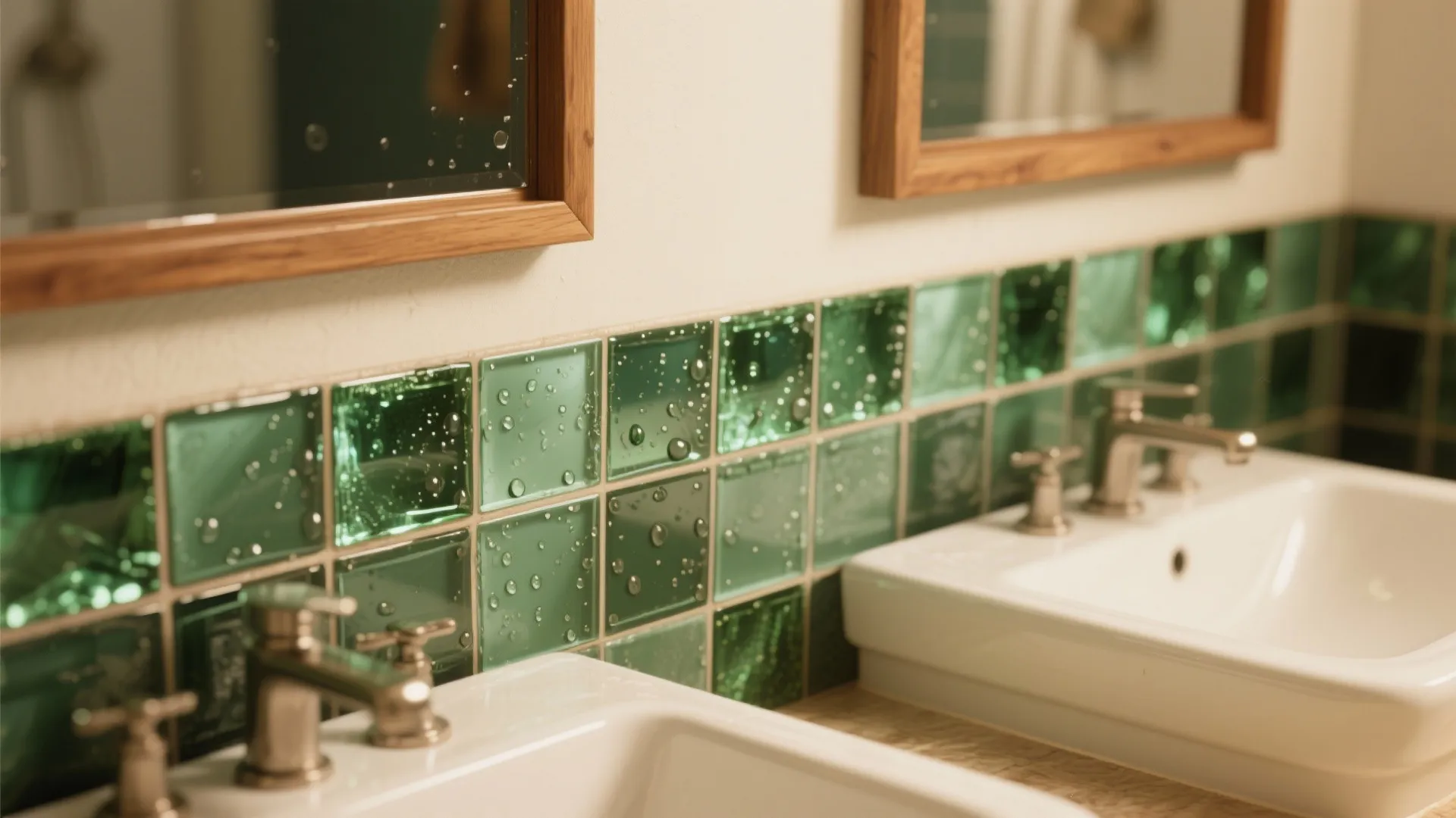4. Use green glass tile as a countertop splash