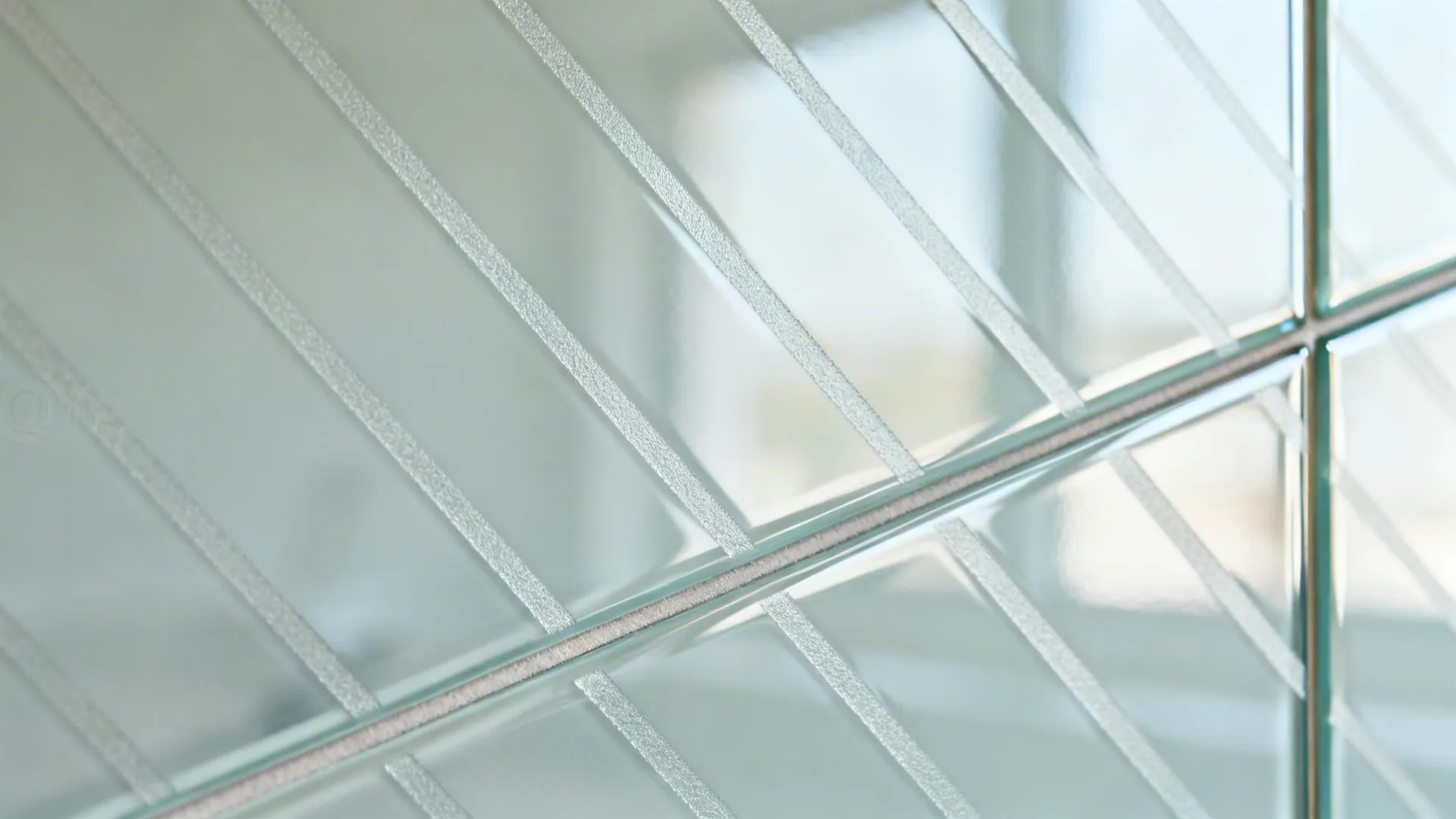 Carved Glass Backsplash with Geometric Lines