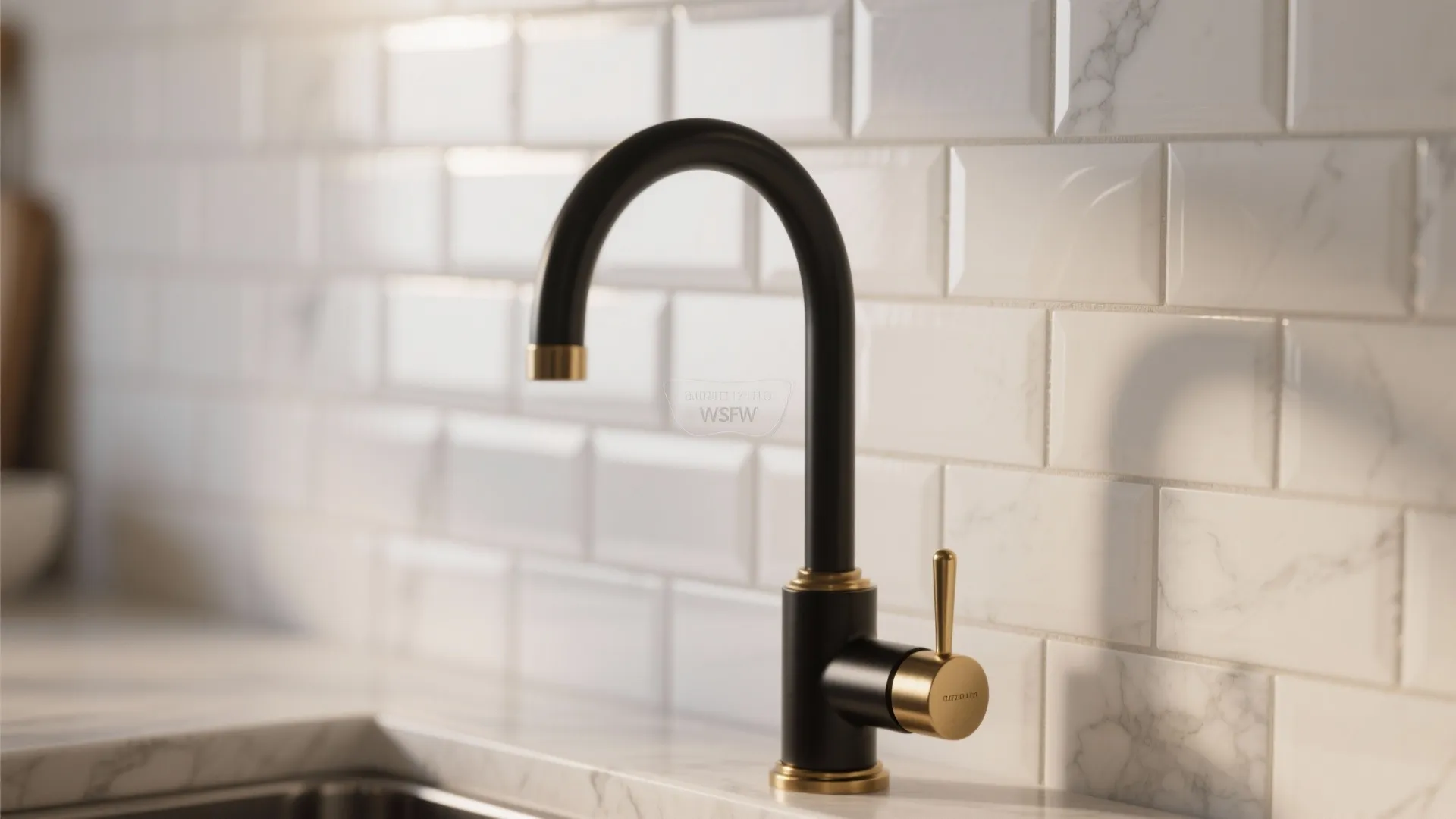 2. All-white backsplash, bold fixtures